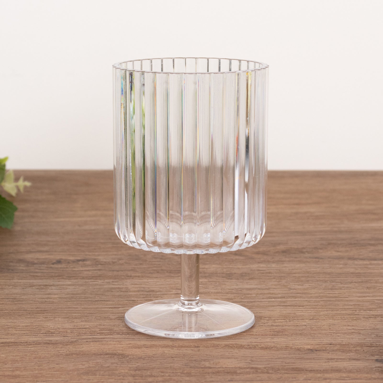 6-Pack Plastic Goblets Clear Vintage Ribbed Pattern Short Stem - Reusable Wine Glasses 12oz