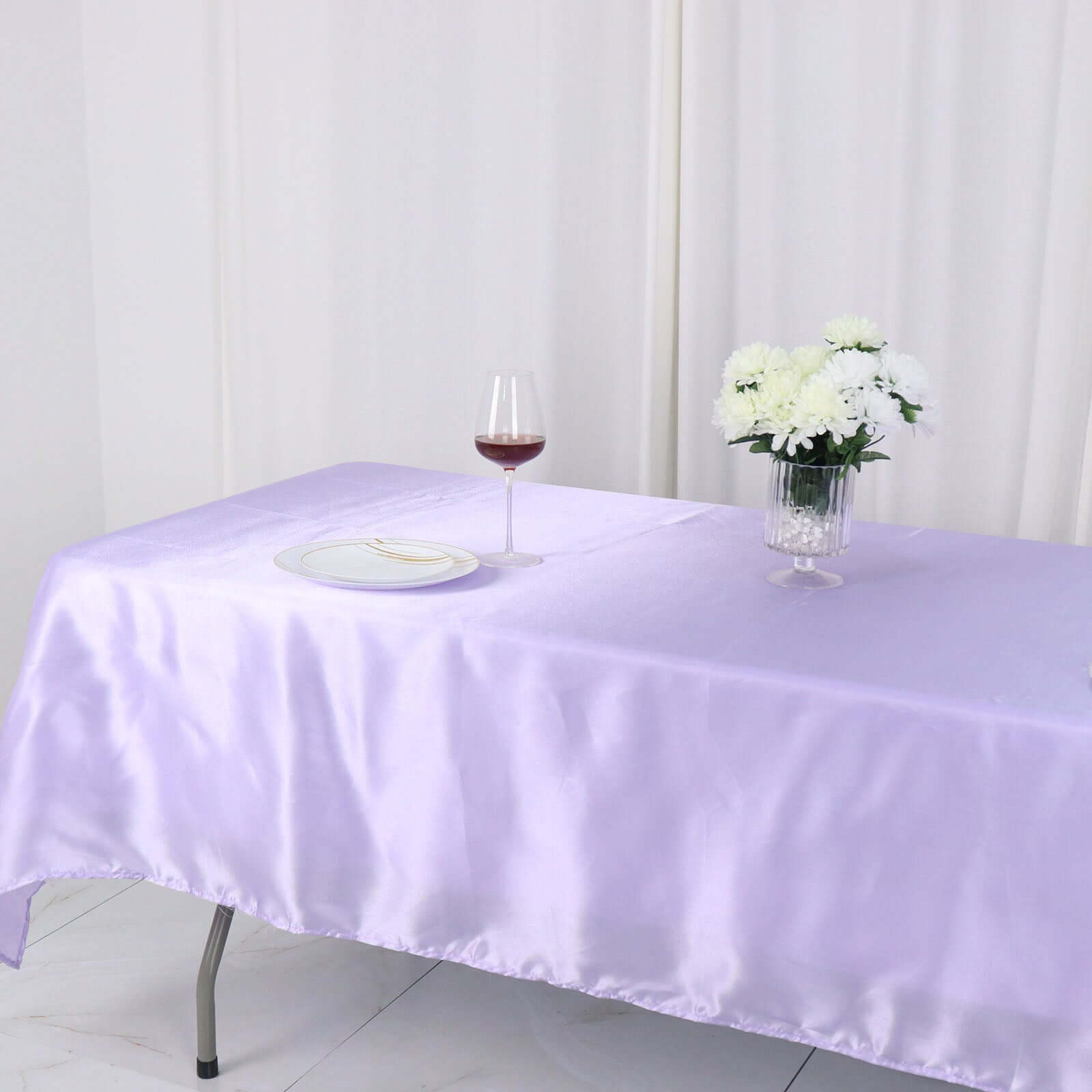 Satin Rectangular 60x102 Tablecloth Lavender Lilac - Smooth and Lustrous Table Cover