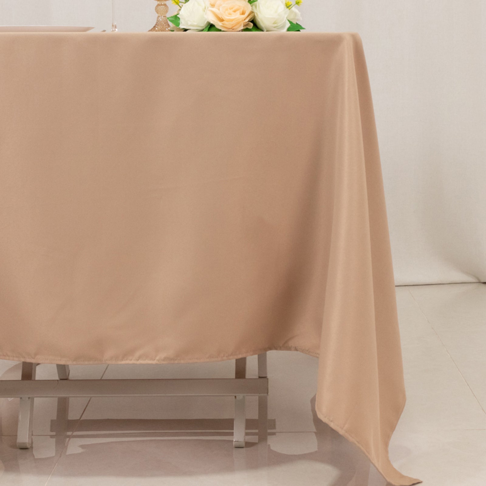 Premium Polyester Square Tablecloth 70x70 Nude 220GSM Wrinkle-Resistant Table Cover