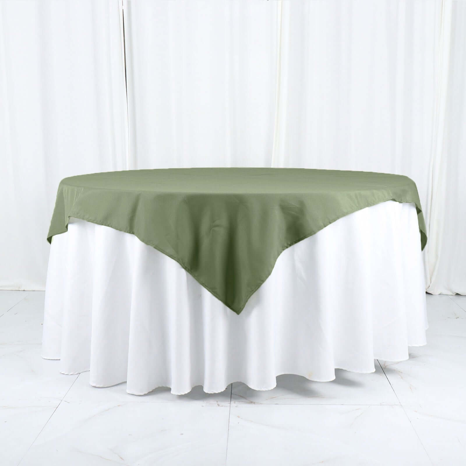 Polyester 54x54 Table Overlay Square Tablecloth Dusty Sage Green - Wrinkle-Resistant & Durable Table Cover