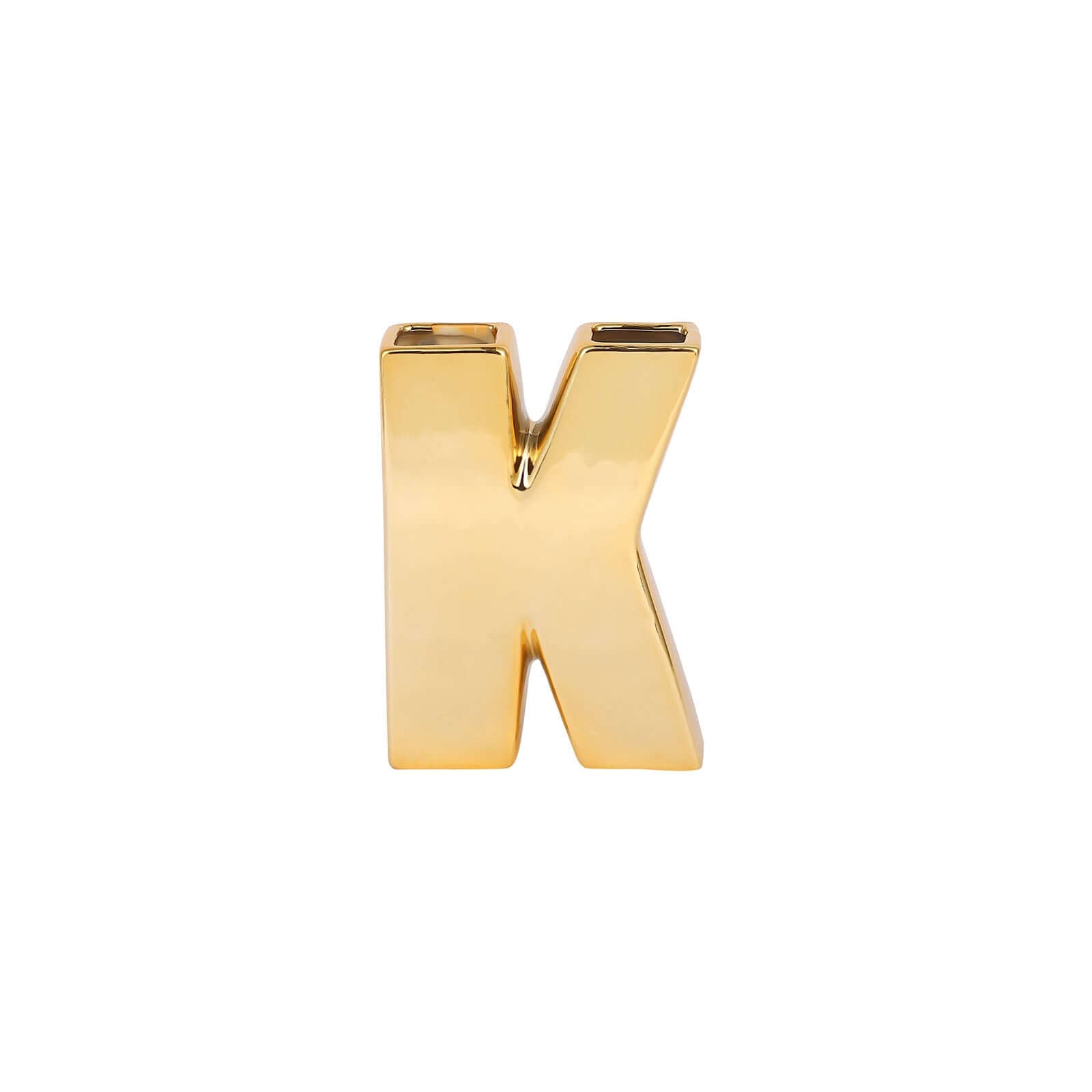 Shiny Ceramic Vase Letter K Gold Plated - Chic Bud Planter Pot for Events & Decor 6