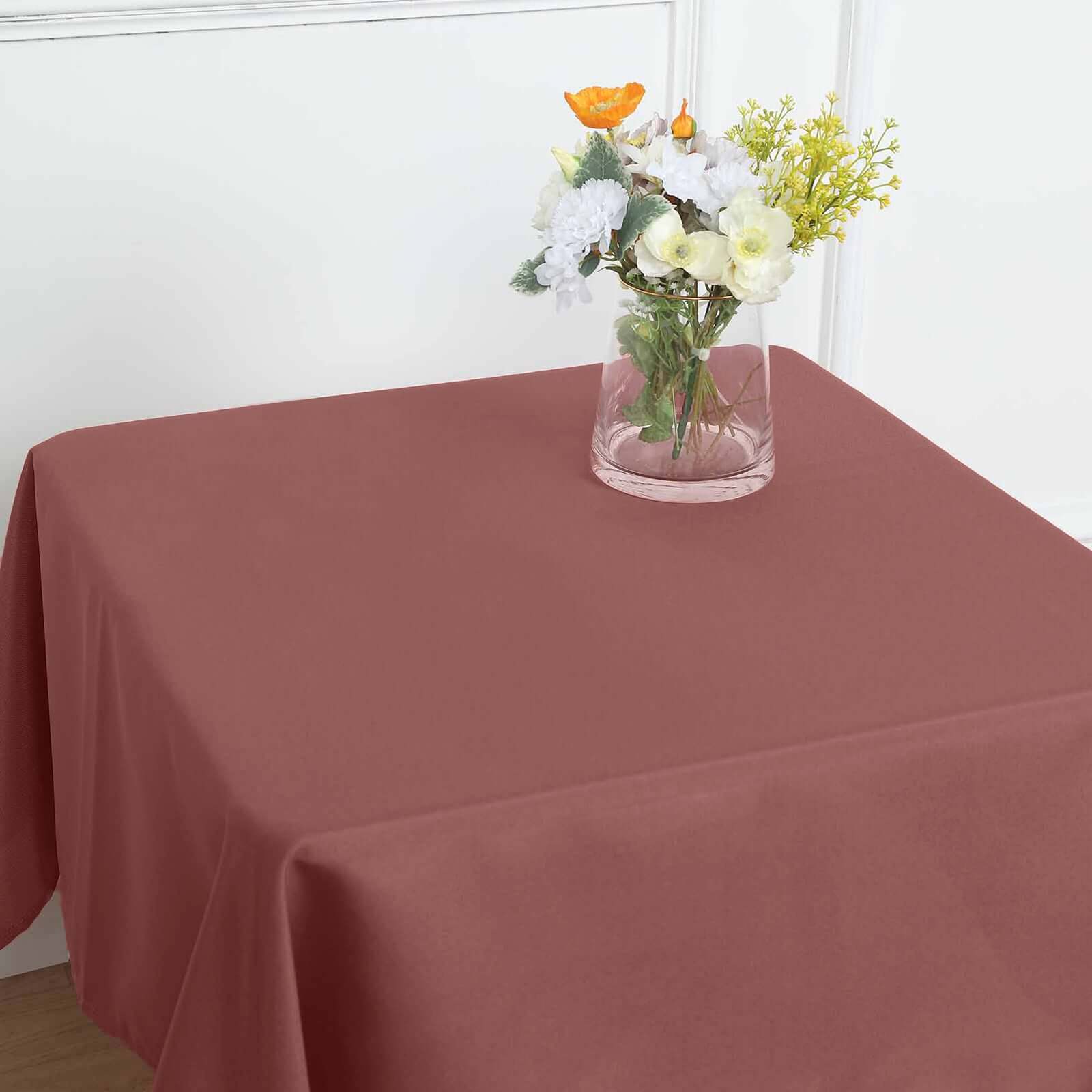 Polyester Square 54x54 Tablecloth Cinnamon Rose - Wrinkle-Resistant & Durable Table Cover