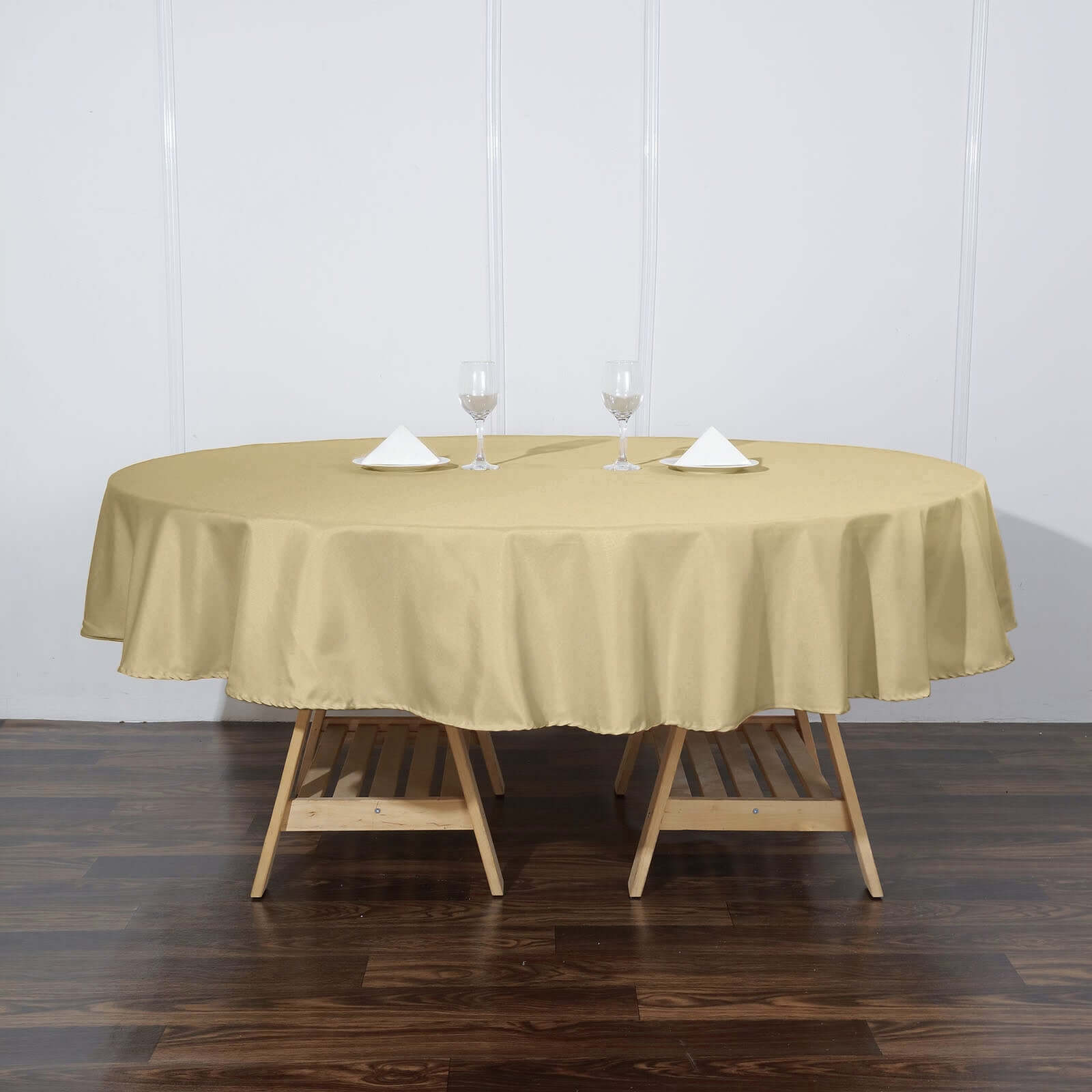 Polyester 90 Round Tablecloth Champagne - Stain & Wrinkle-Resistant Table Cover