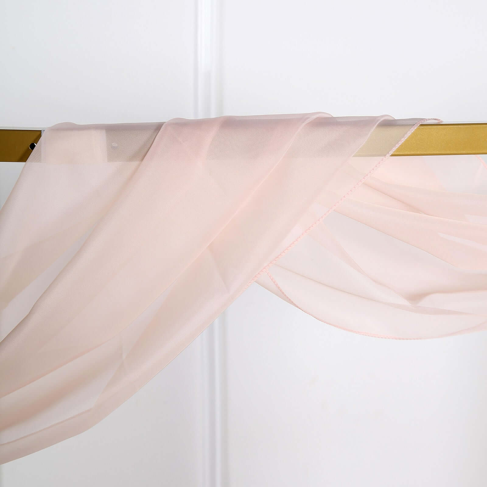 18ft Blush Sheer Organza Wedding Arch Drapery Fabric, Window Scarf Valance