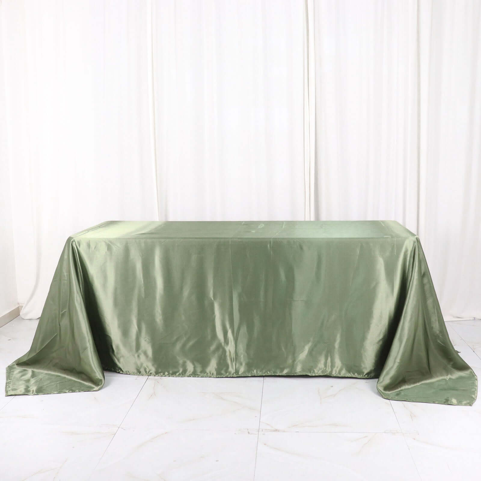 Satin Rectangular 90x132 Tablecloth Dusty Sage Green Satin - Seamless Table Cover