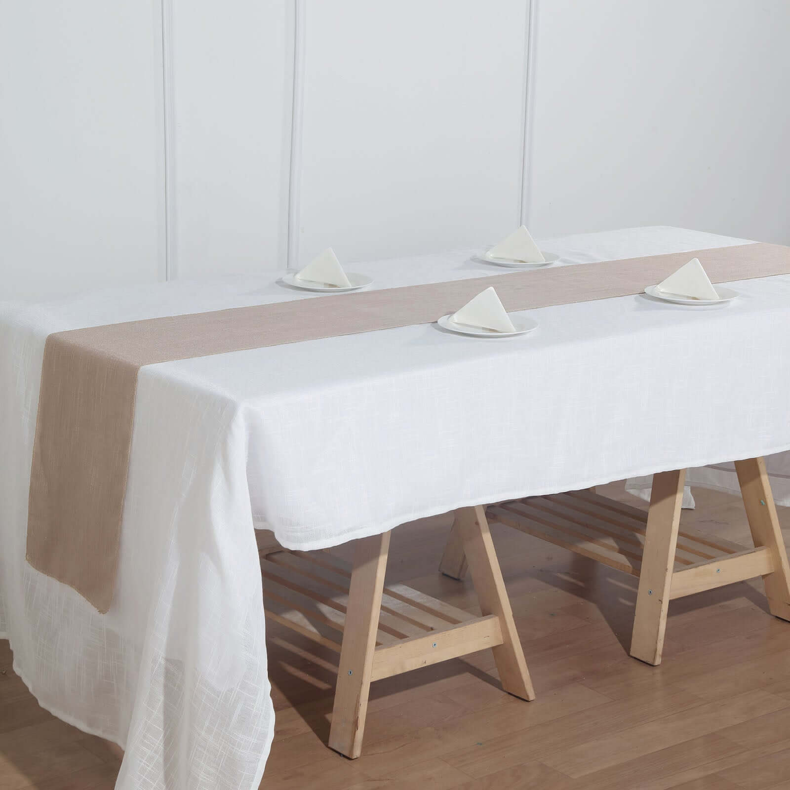 Faux Linen 12x108 Table Runner Taupe - Slubby Textured & Wrinkle Resistant Table Decor