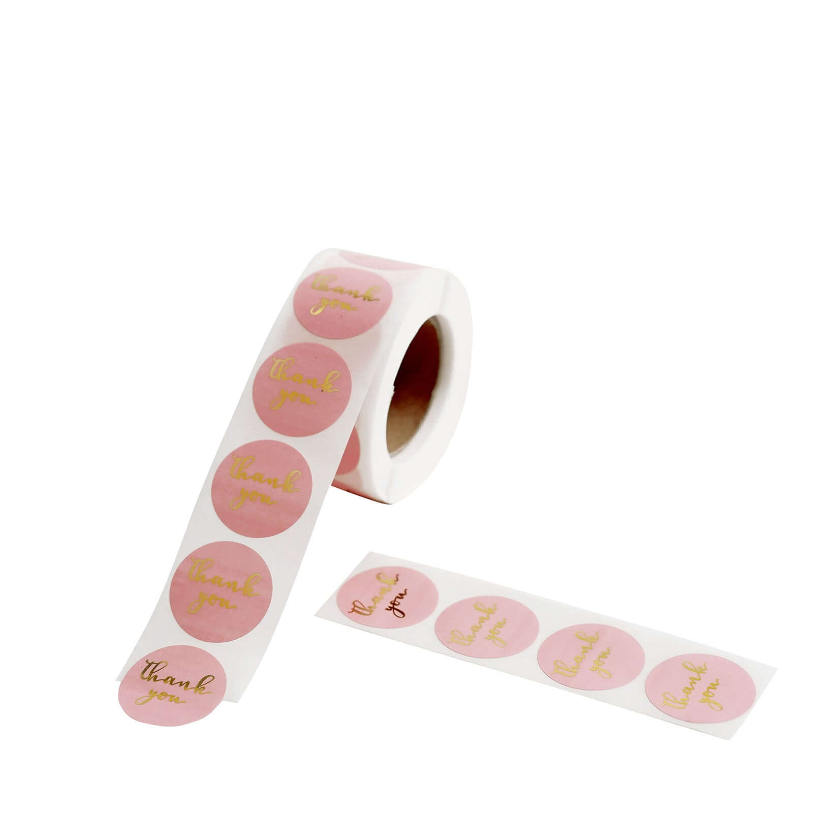 500Pcs 1 Thank You Gold Foil Text On Pink Stickers Roll Décor, Labels and Seals For DIY Envelope - Round