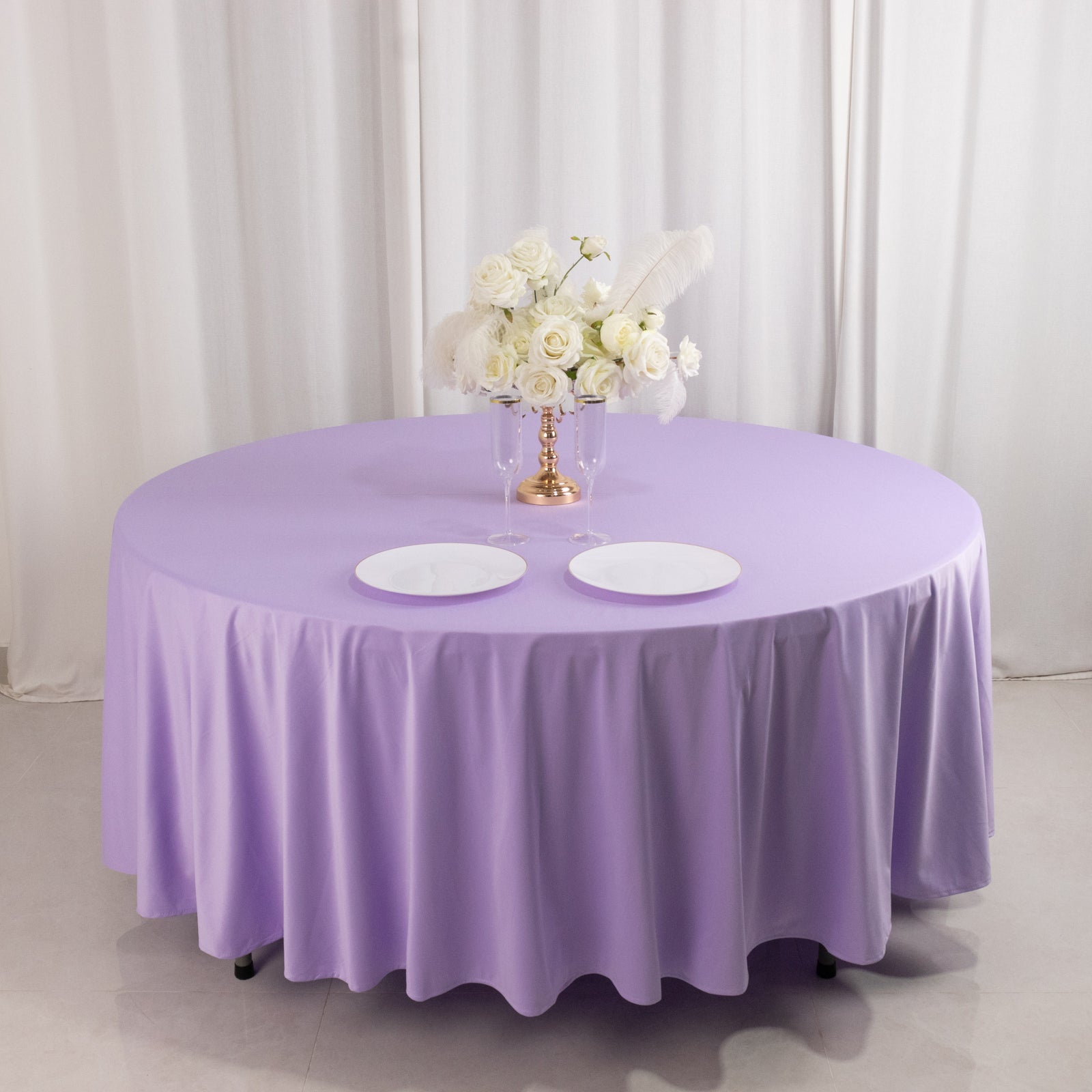 Premium Scuba Round 108 Tablecloth Lavender Lilac - Wrinkle Free & Stain Resistant Table Cover