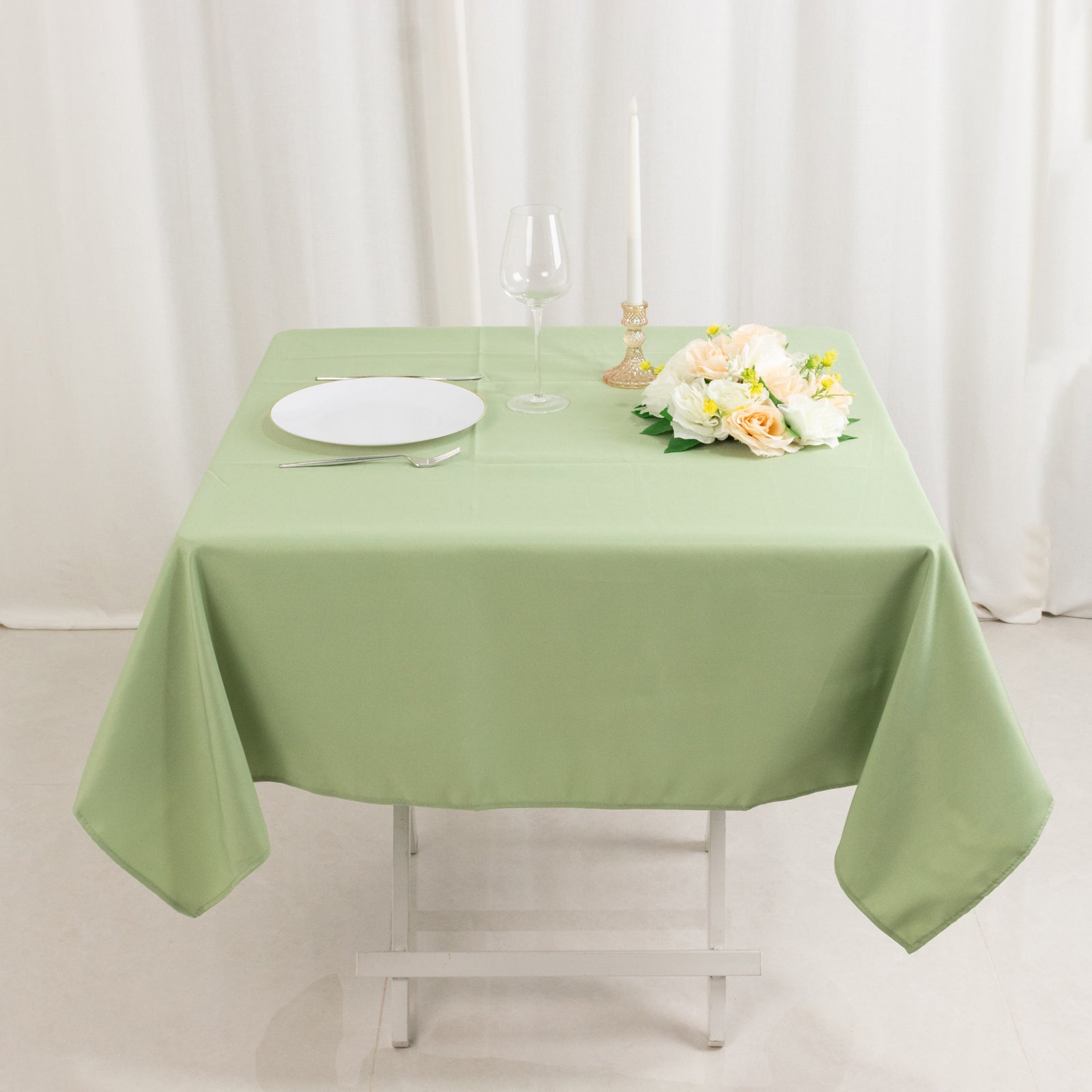 Premium Polyester 54x54 Square Tablecloth Sage Green - Stain and Wrinkle-Resistant 220GSM Table Cover
