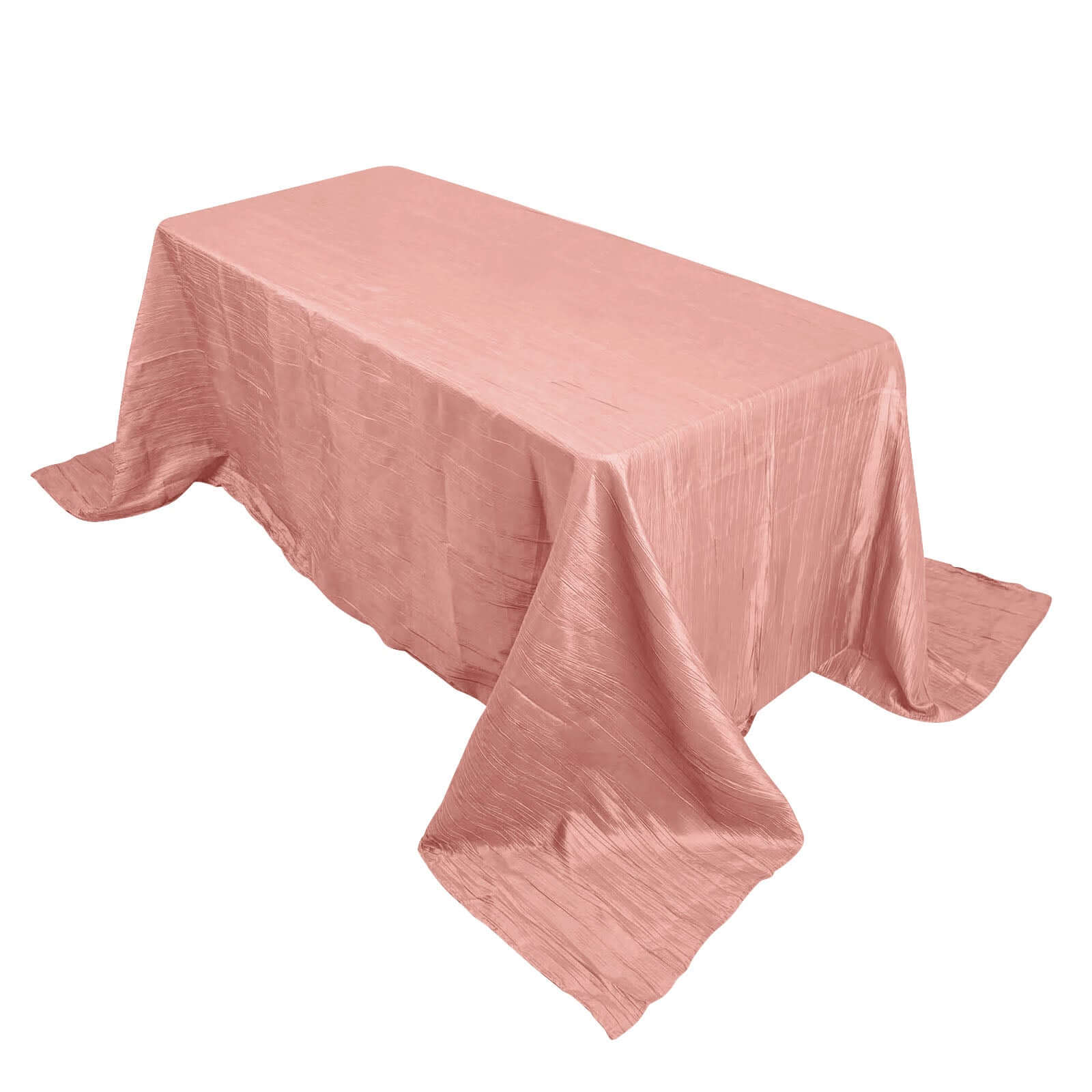 Taffeta 90x132 Rectangle Tablecloth Dusty Rose - Seamless Accordion Crinkle Table Cover