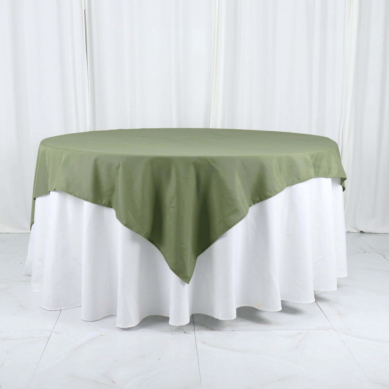 Polyester 70x70 Table Overlay Square Tablecloth Dusty Sage Green - Wrinkle-Resistant & Durable Table Cover