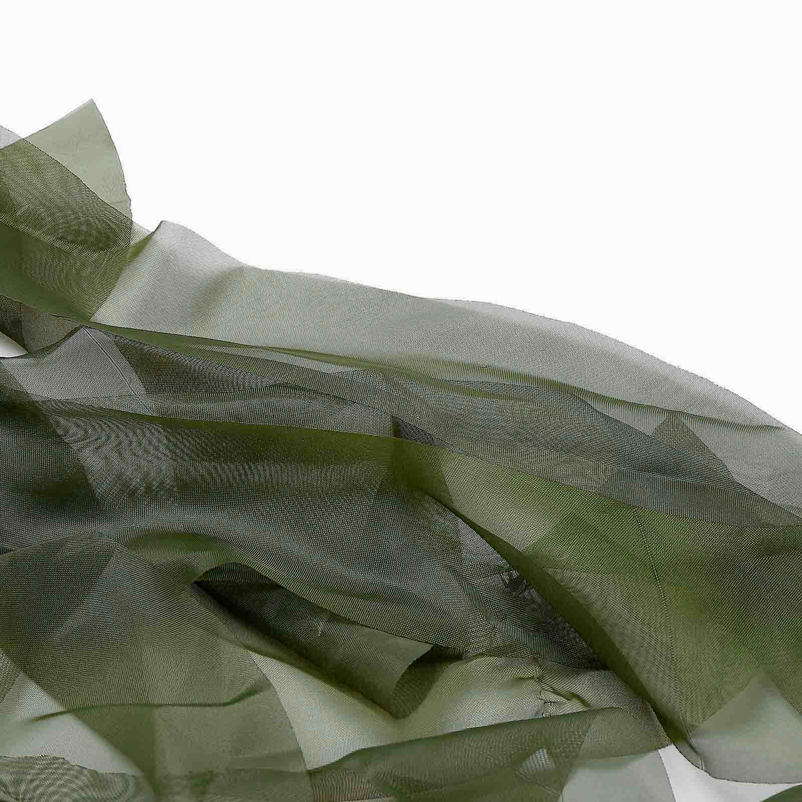 1 Set Chiffon Hoods Chair Sashes with Willow Ruffles Design Olive Green - Stylish Chair Bow Decor