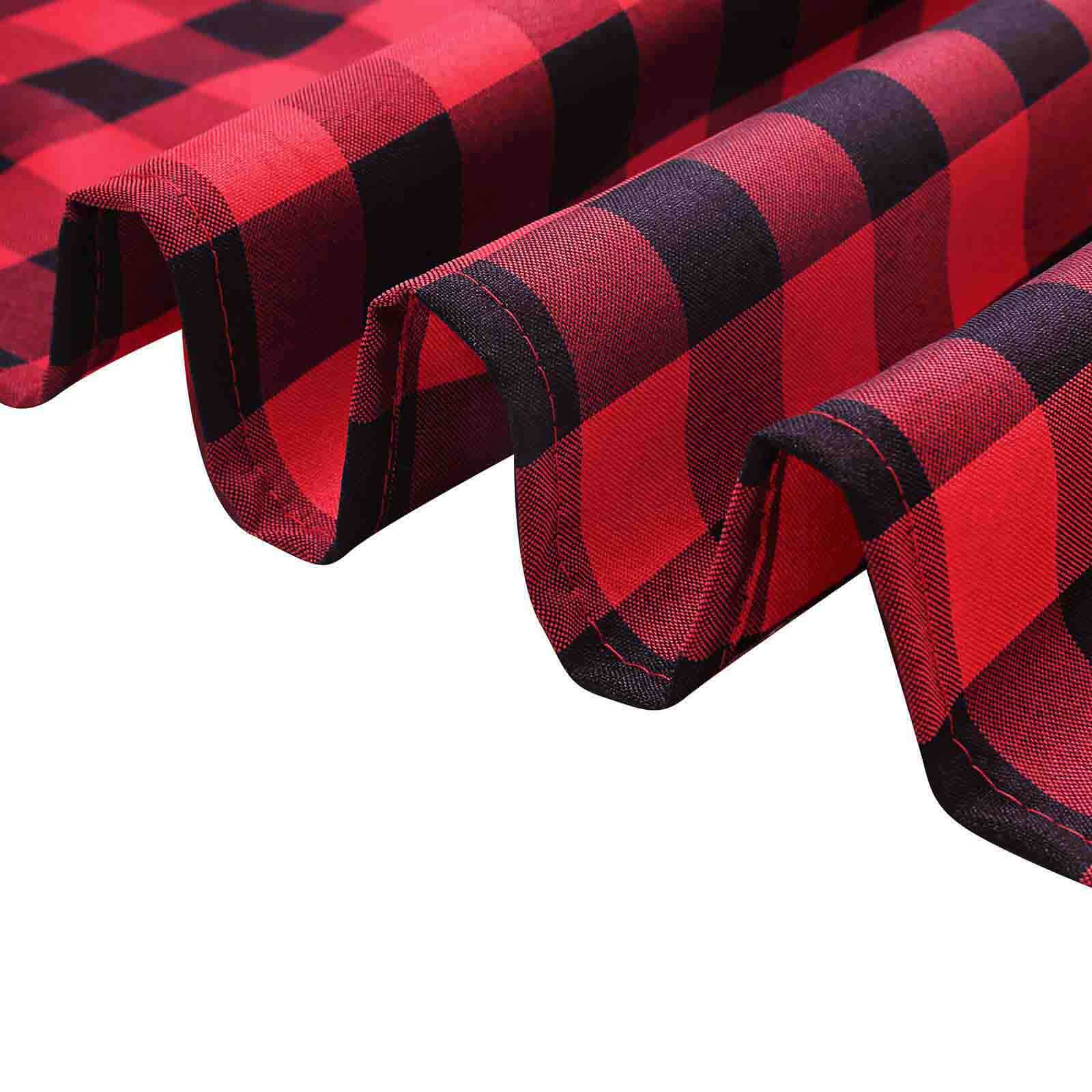 5 Pack Polyester 15x15 Napkins Black/Red Buffalo Plaid Gingham Style Cloth Napkins