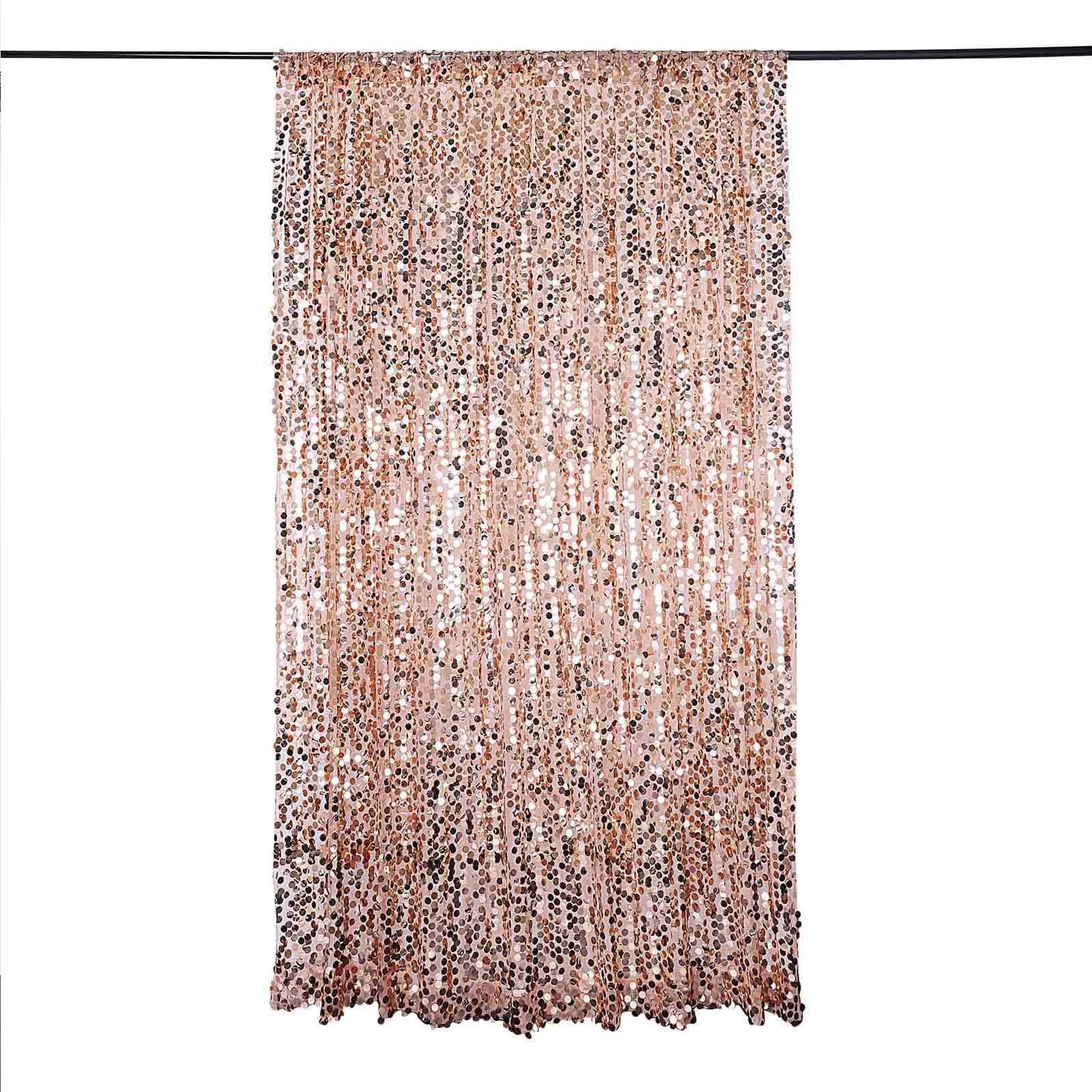 8ftx8ft Blush Big Payette Sequin Event Curtain Drapes, Backdrop Event Panel