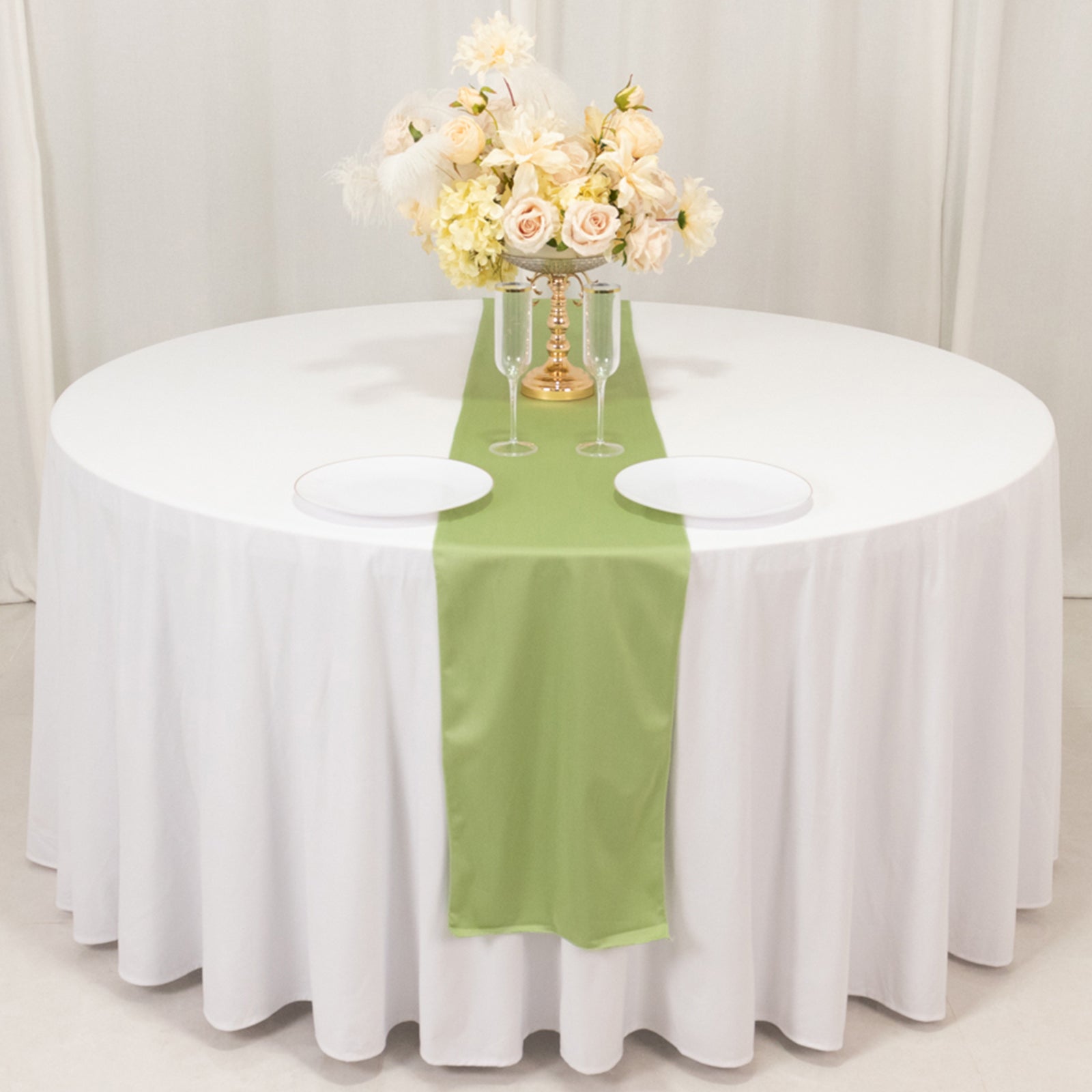 Premium Scuba Polyester 12x108 Table Runner Sage Green - Wrinkle-Free Table Linen