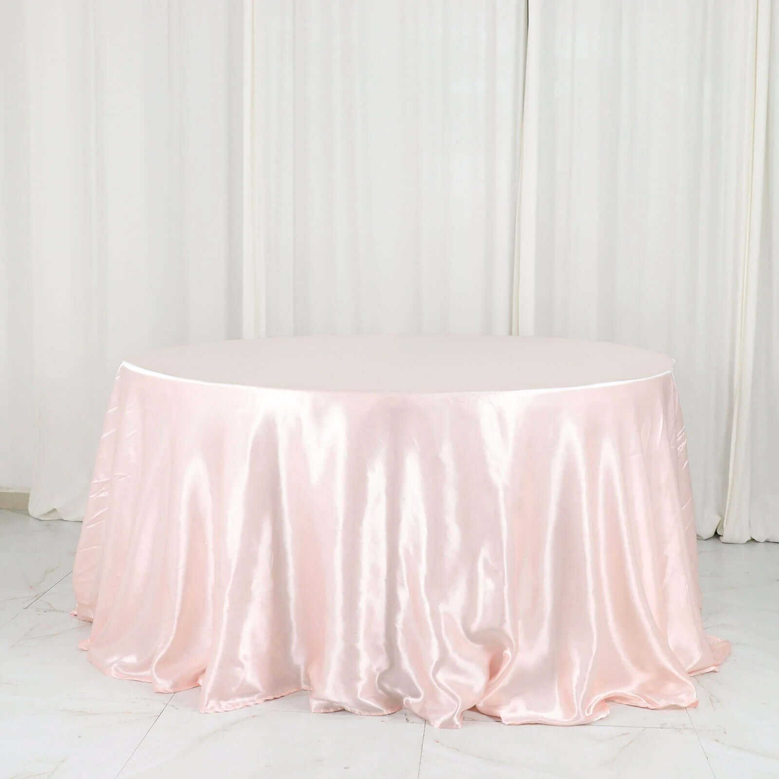 Satin 132 Round Tablecloth Blush - Stylish Seamless Table Cover