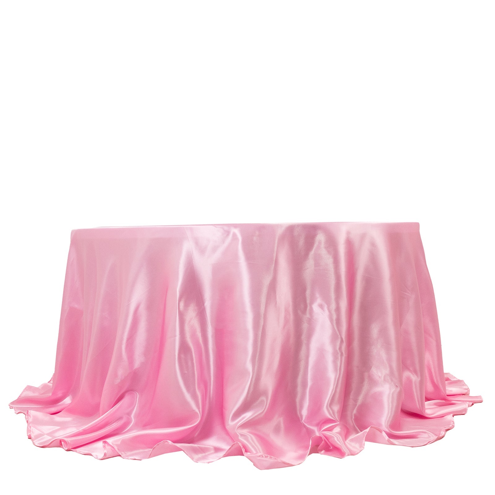 Satin 132 Round Tablecloth Pink - Stylish Seamless Table Cover