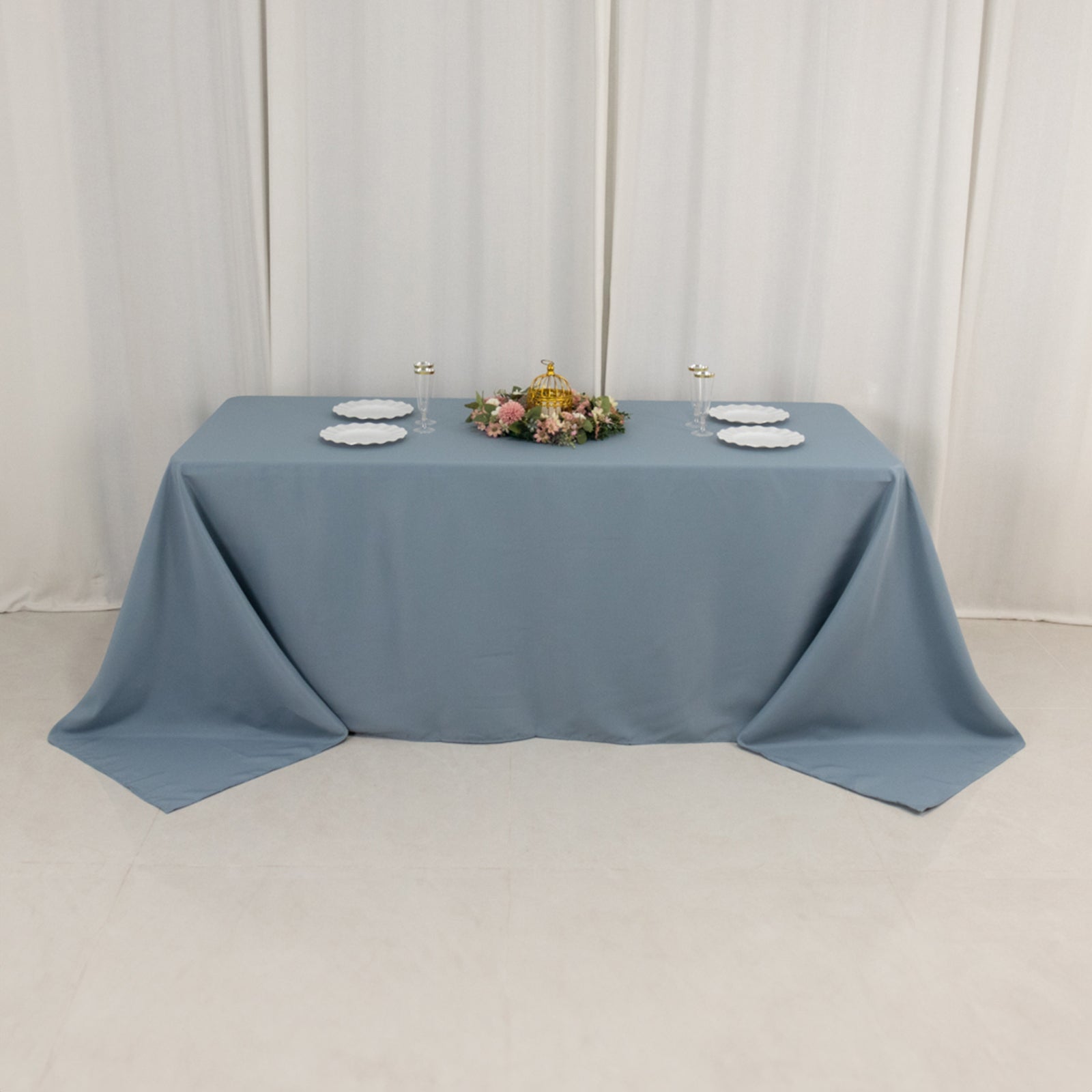 Premium Polyester 90x132 Rectangle Tablecloth Dusty Blue - Seamless 220GSM Stain-Resistant Table Cover