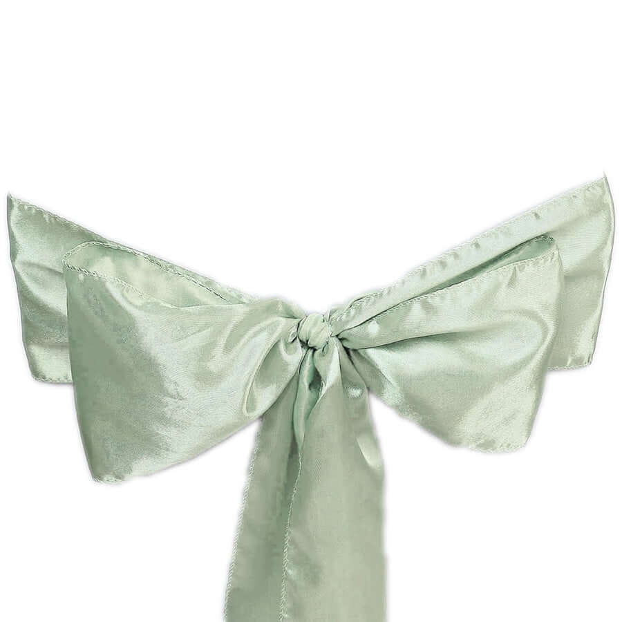 5 Pack Satin Chair Sashes Sage Green - Durable Chair Bows with Shiny Finish 6x106