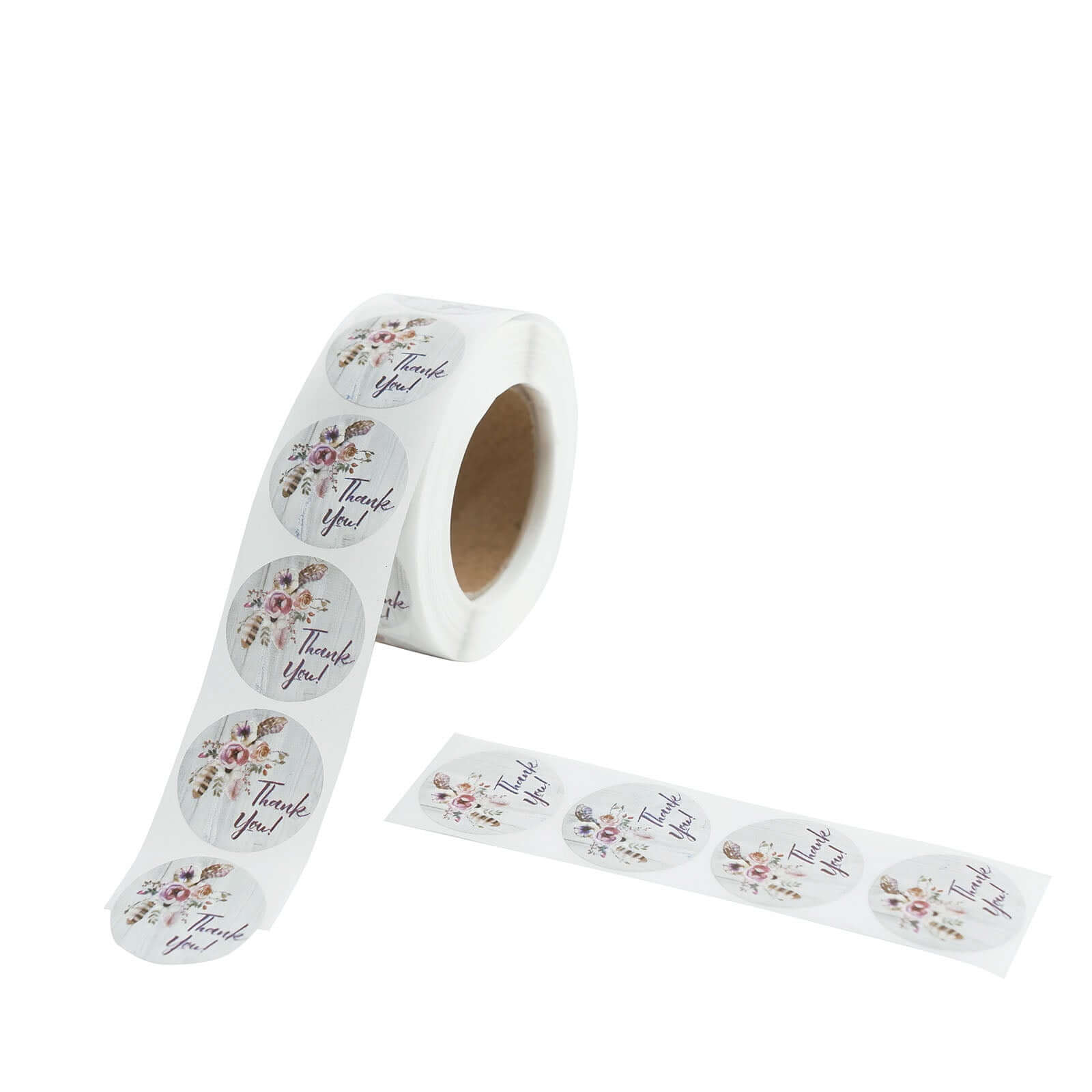 500Pcs 1 Thank You Rustic Floral Boho Chic Stickers Roll, Labels For DIY Envelope Seal - Round