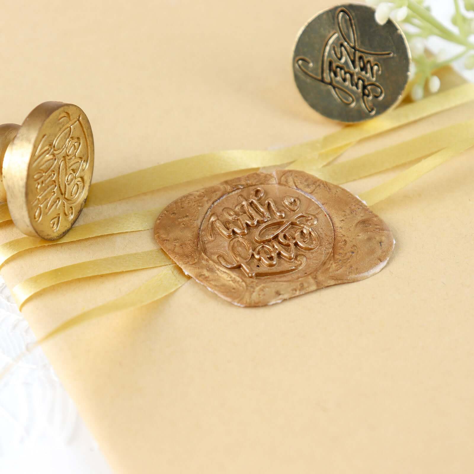 2 Set Wax Seal Stamp Kit Party Favors, Gold Silver With Love and Thank You Wax Stamp, Wedding Invitation Envelope Letters Mailing Crafts Set