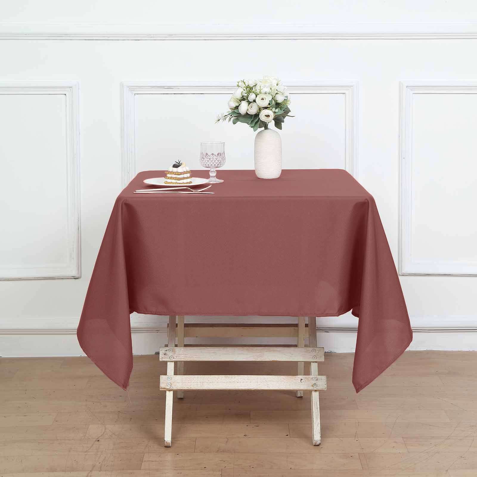 Polyester Square 54x54 Tablecloth Cinnamon Rose - Wrinkle-Resistant & Durable Table Cover