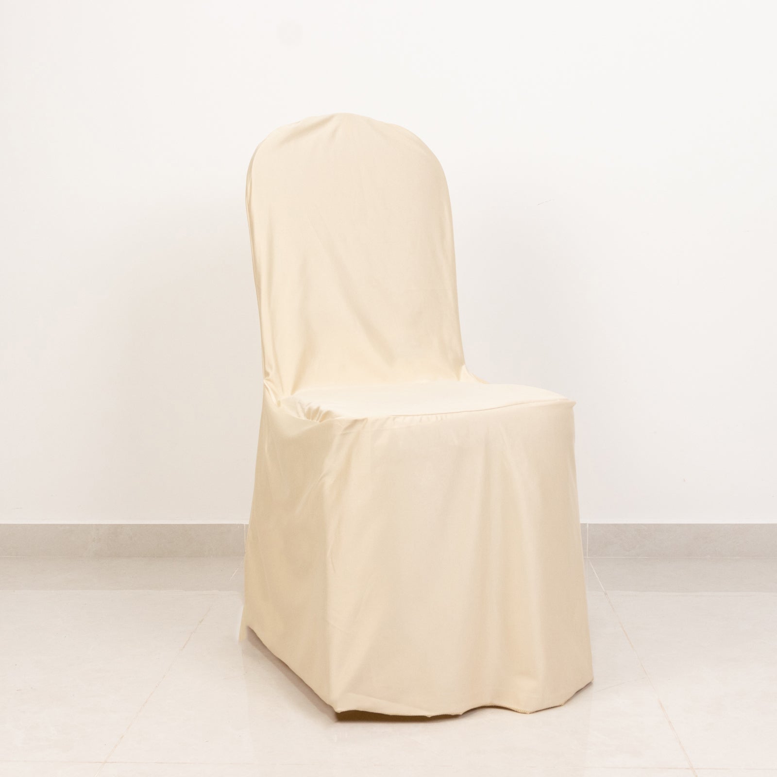 Scuba Stretch Chair Cover Beige for Banquet Chairs Slim Fit Design - Wrinkle Free and Durable Slipcover