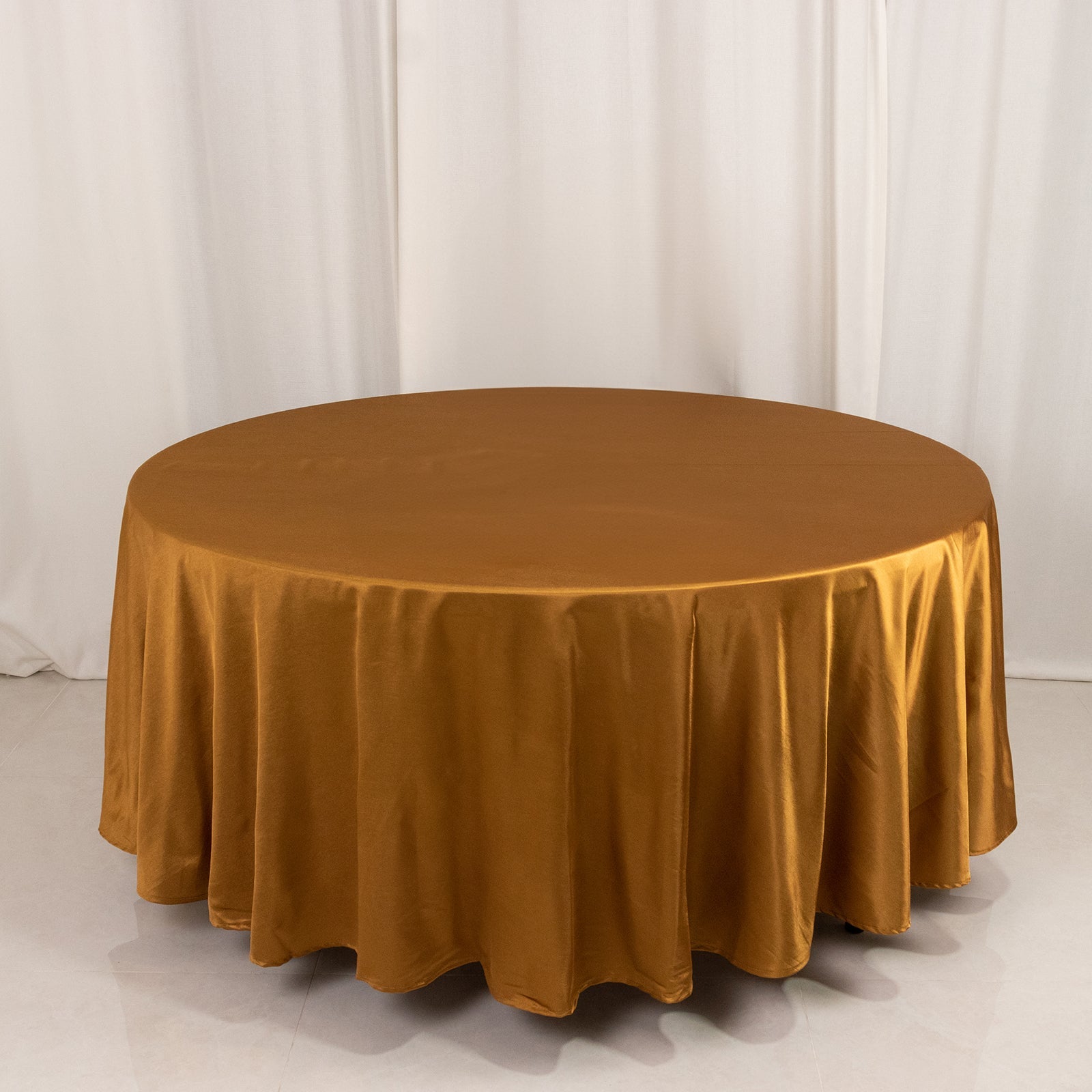 Premium Scuba Round 108 Tablecloth Shimmering Gold - Wrinkle Free & Stain Resistant Table Cover for Weddings and Parties