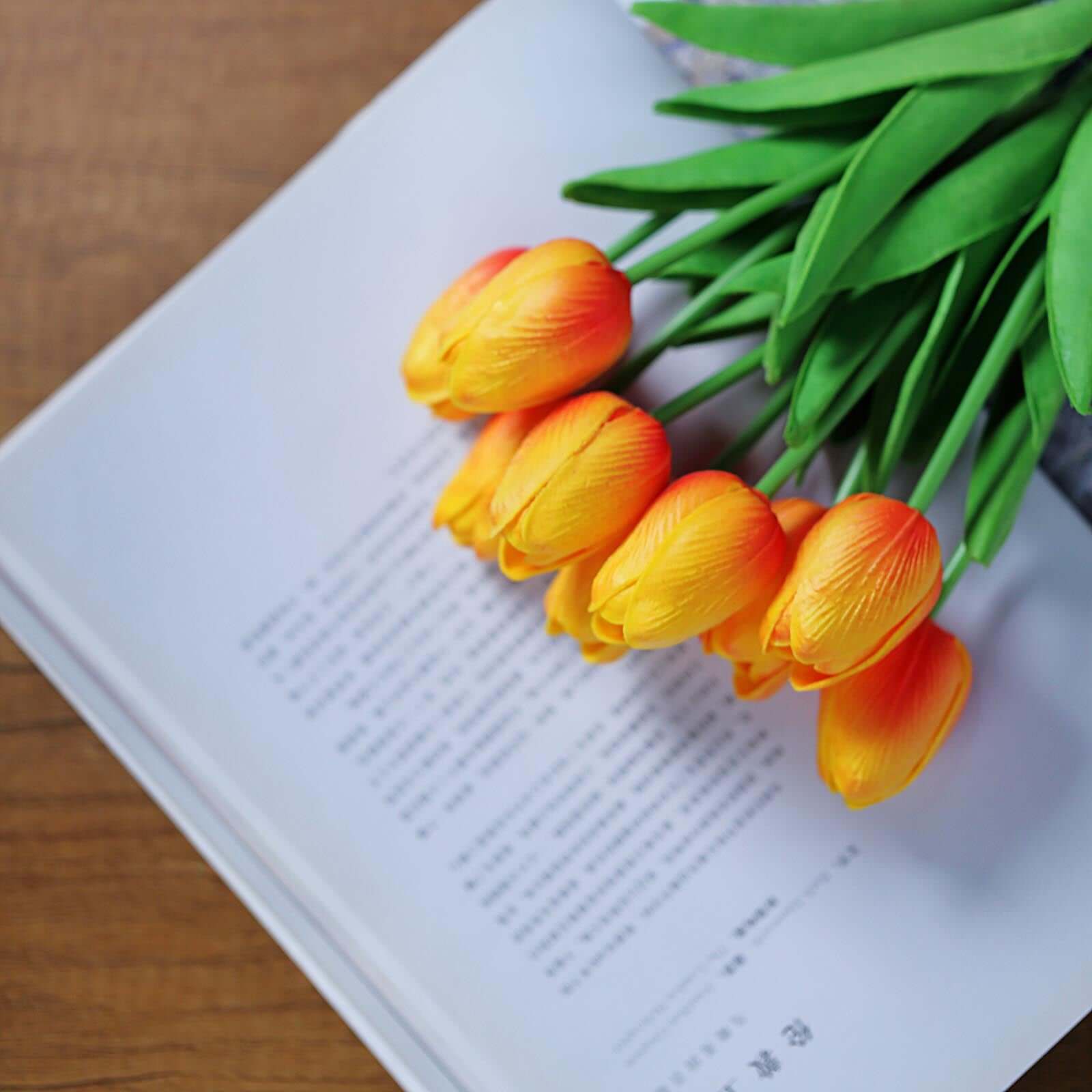 10 Stems 13 Orange Real Touch Artificial Foam Tulip Flower Bouquets