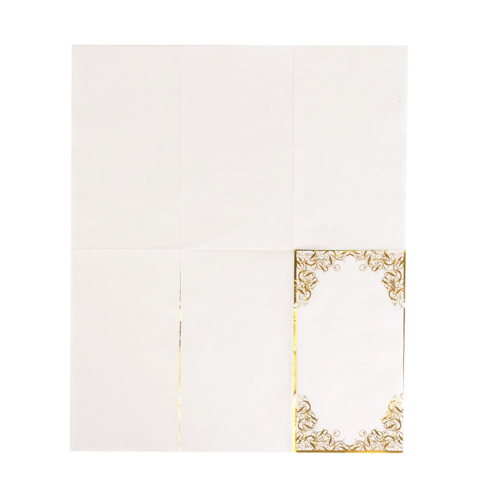 50-Pack Paper Dinner Napkins White with Gold Foil Lace Design 2 Ply - European Style Napkins for Parties 8x4