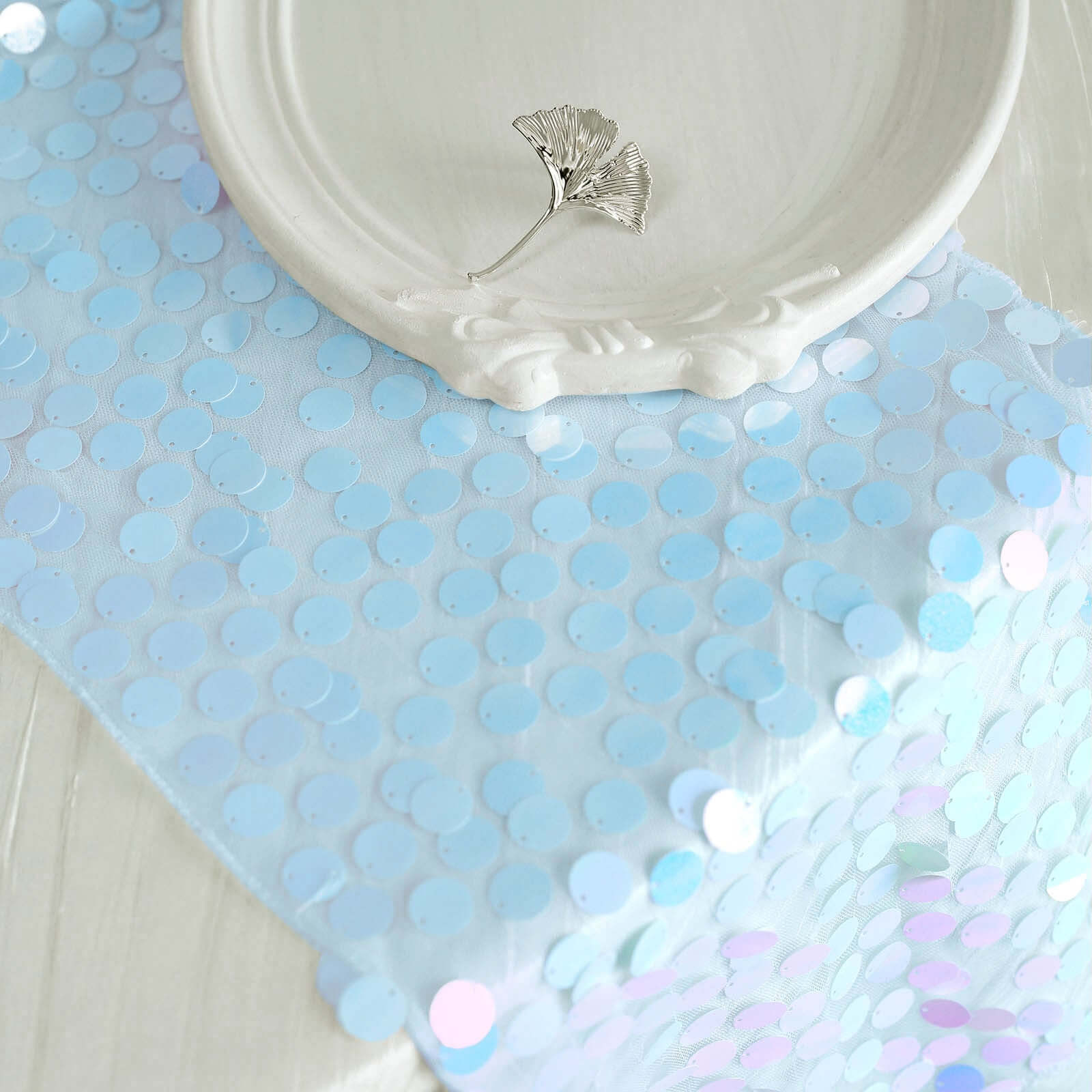 Big Payette Sequin 13x108 Table Runner Iridescent Blue - Dazzling Design