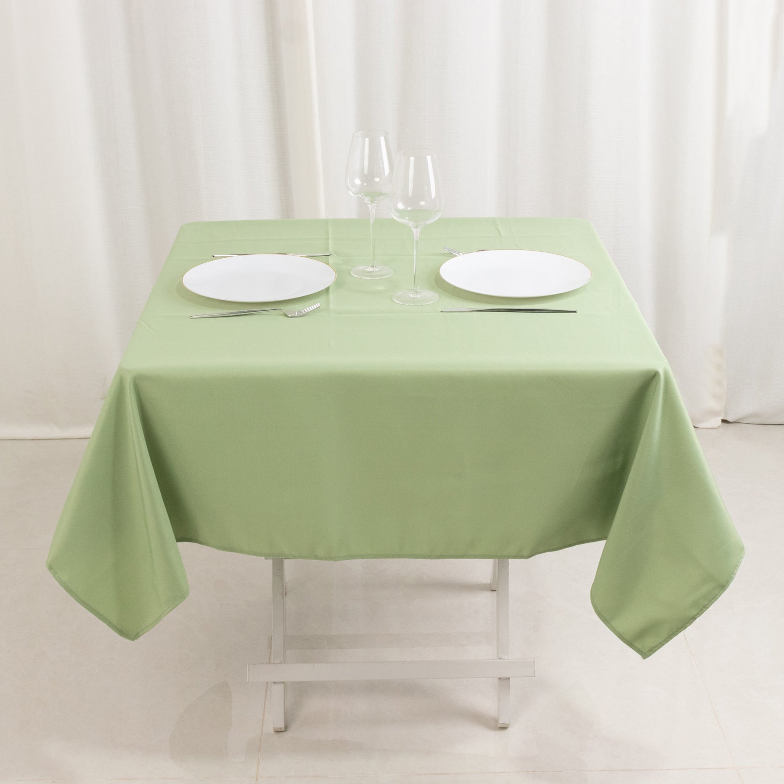 Premium Polyester 54x54 Square Tablecloth Sage Green - Stain and Wrinkle-Resistant 220GSM Table Cover