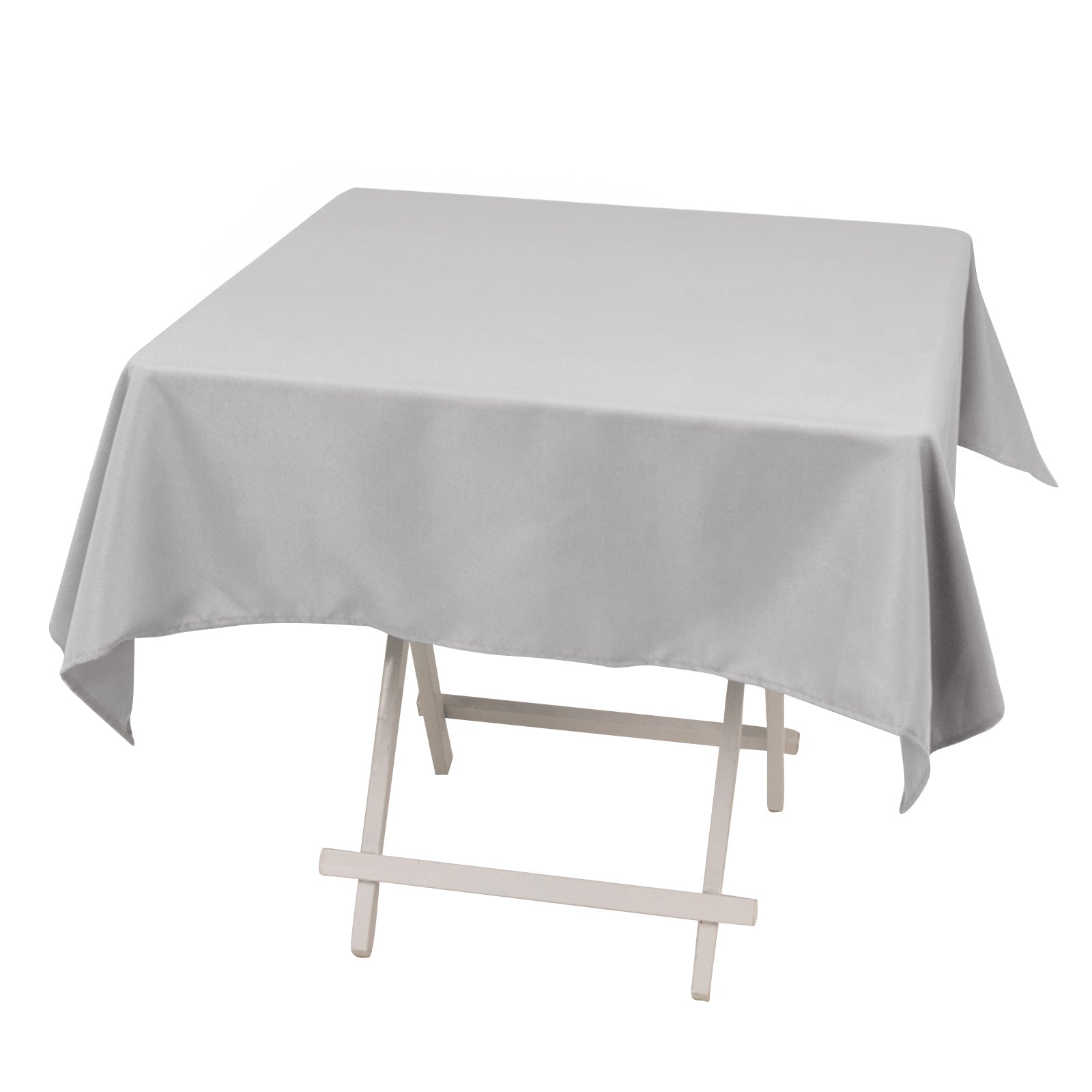 Premium Polyester 54x54 Square Tablecloth Silver - Stain and Wrinkle-Resistant 220GSM Table Cover