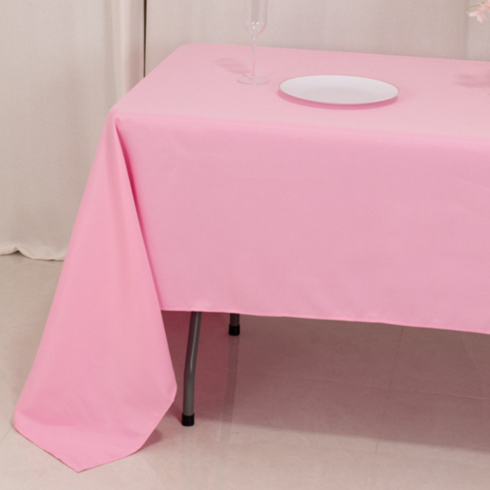 Premium Polyester 60x126 Rectangle Tablecloth Pink - Stain-Resistant 220GSM Finish Table Cover