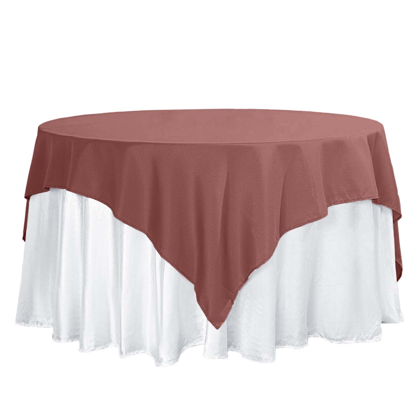 70x70 Cinnamon Rose Polyester Square Table Overlay