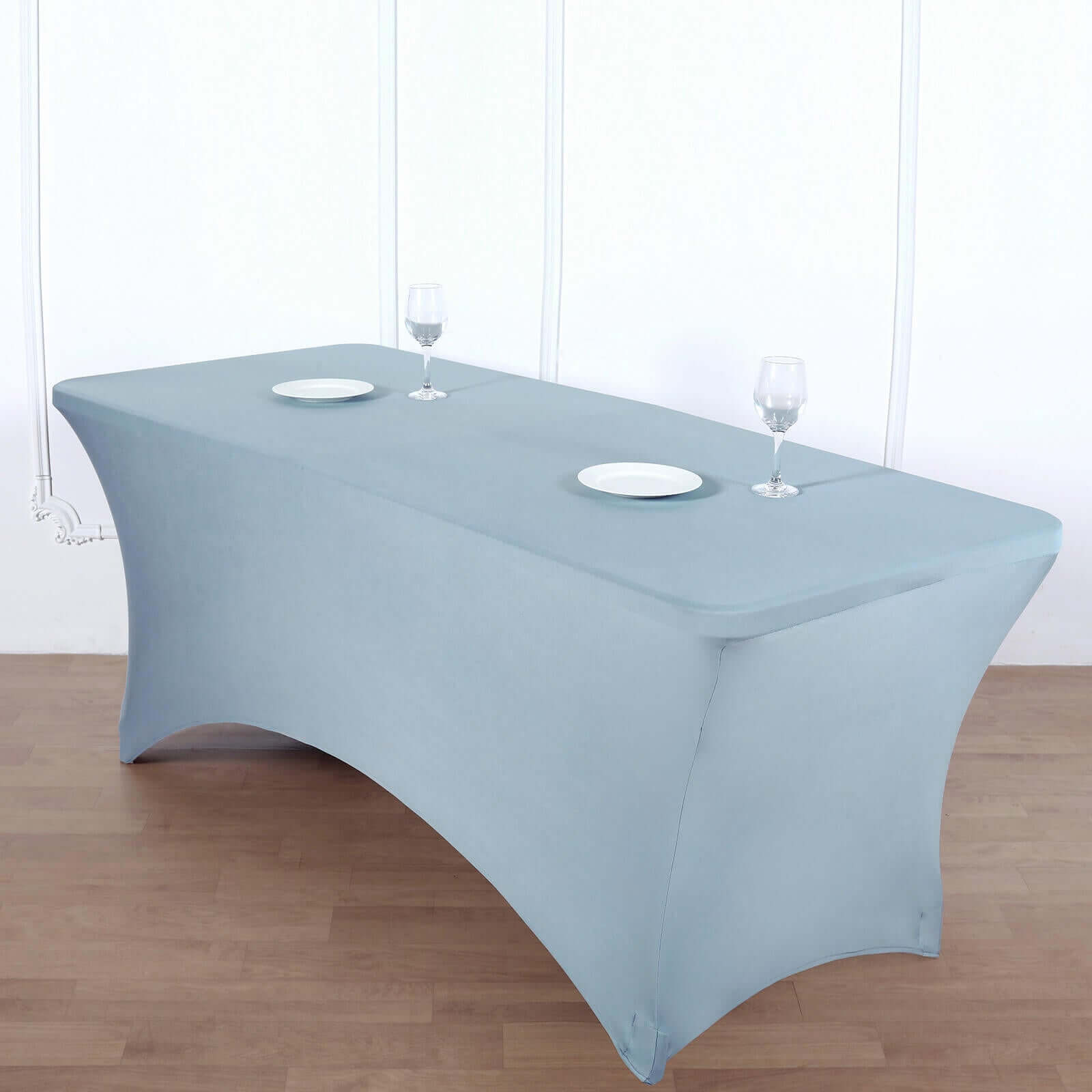 Stretch Spandex 96x30 Rectangle Table Cover Dusty Blue - Durable Form-Fitting Tablecloth
