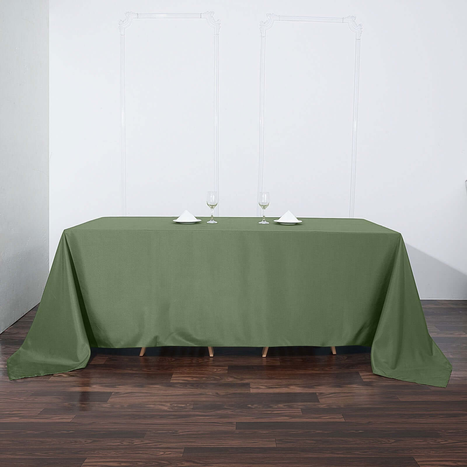 Polyester 90x132 Rectangle Tablecloth Olive Green - Seamless Wrinkle-Resistant Table Cover