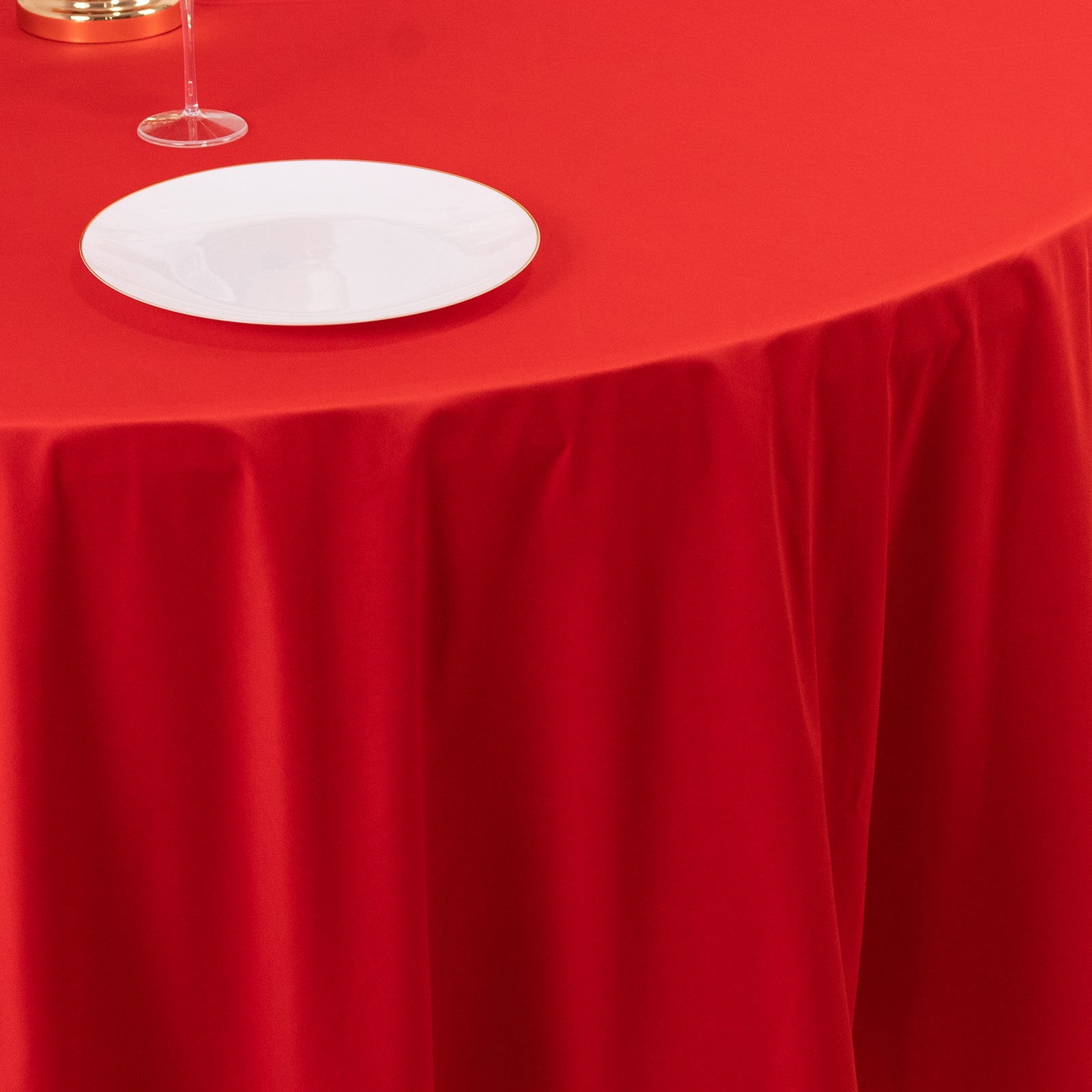 Premium Scuba Round 108 Tablecloth Red - Wrinkle Free & Stain Resistant Table Cover