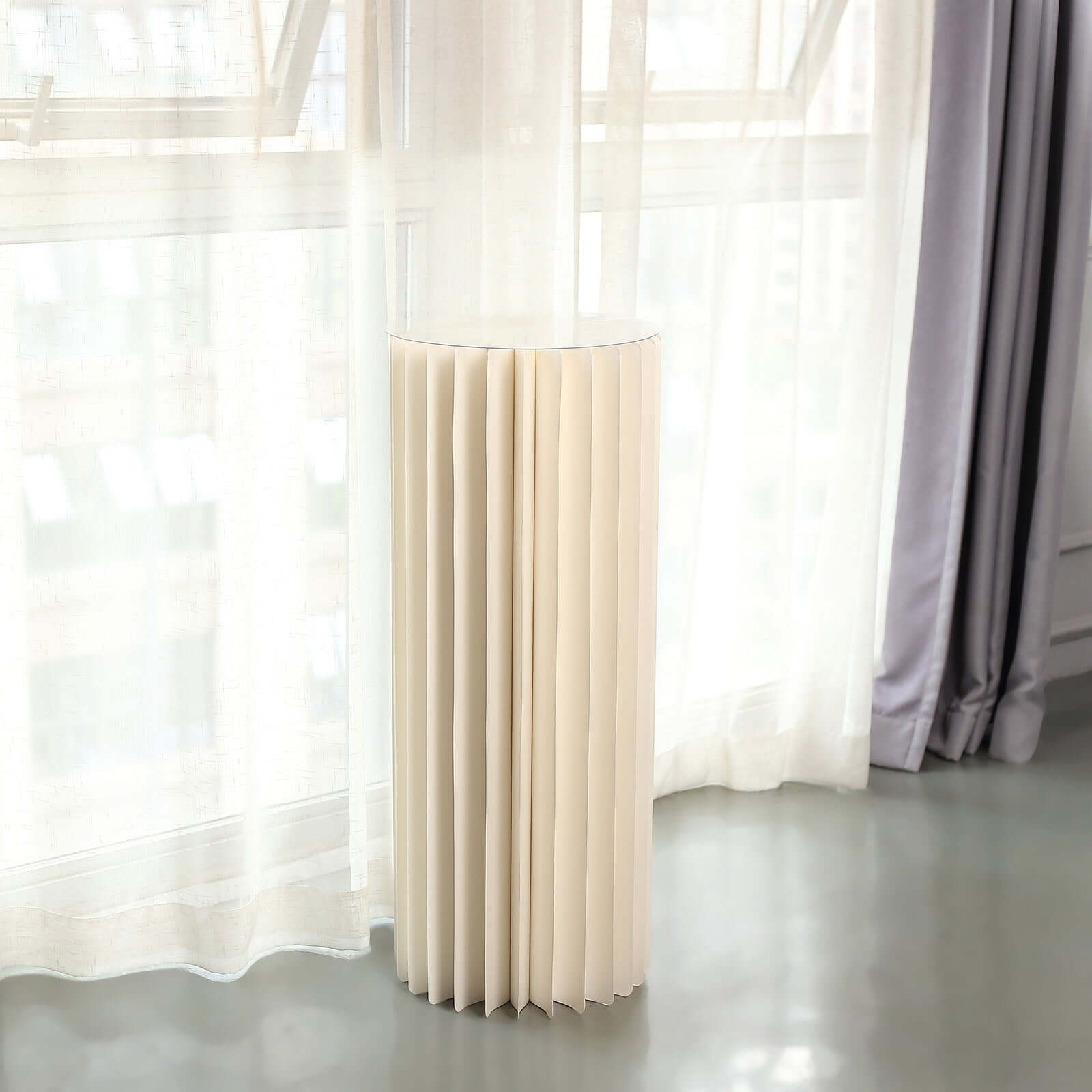 40 Ivory Cylinder Display Column Stand, Pillar Pedestal Stand With Top Plate