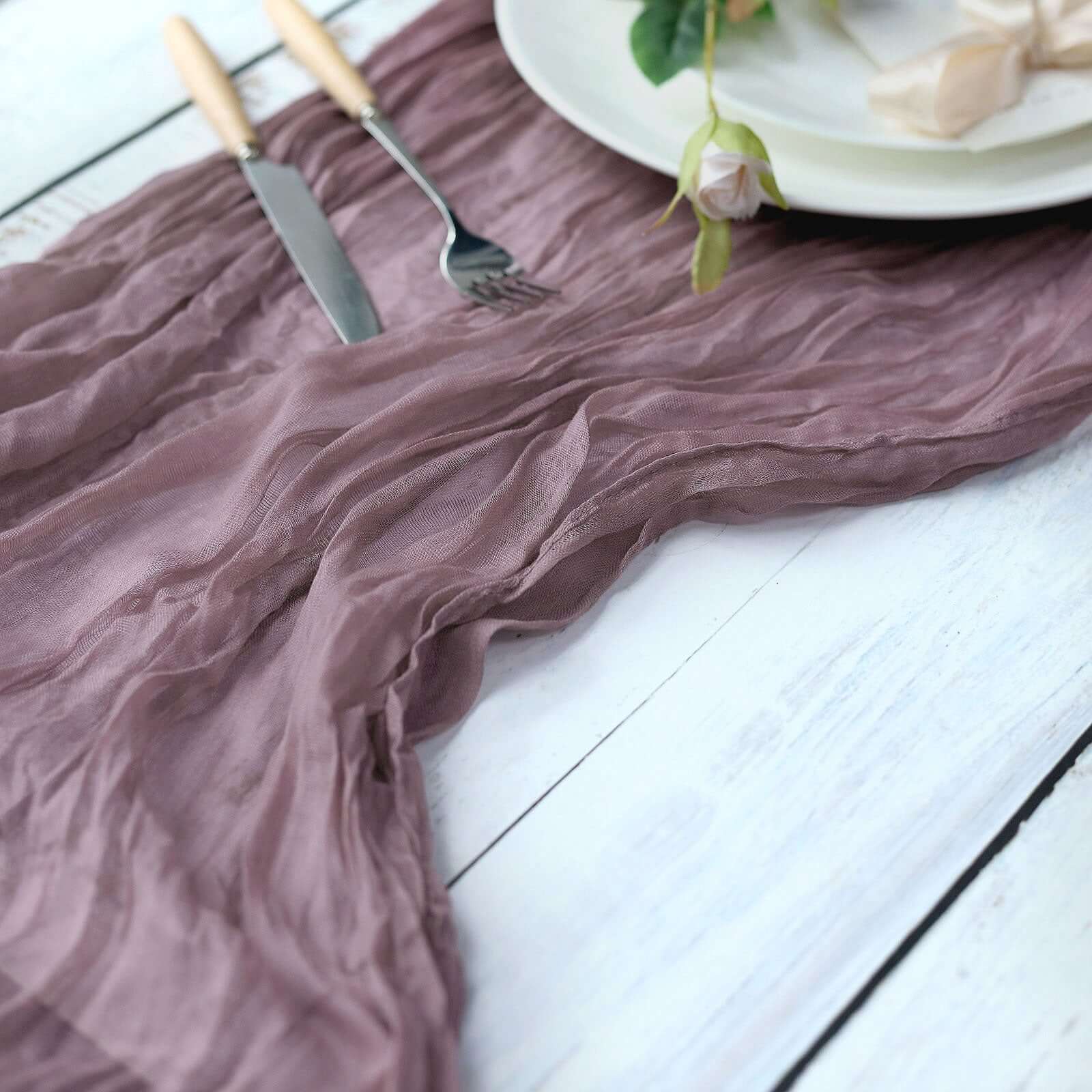 Gauze Cheesecloth 10ft Table Runner Violet Amethyst - Rustic Boho Style