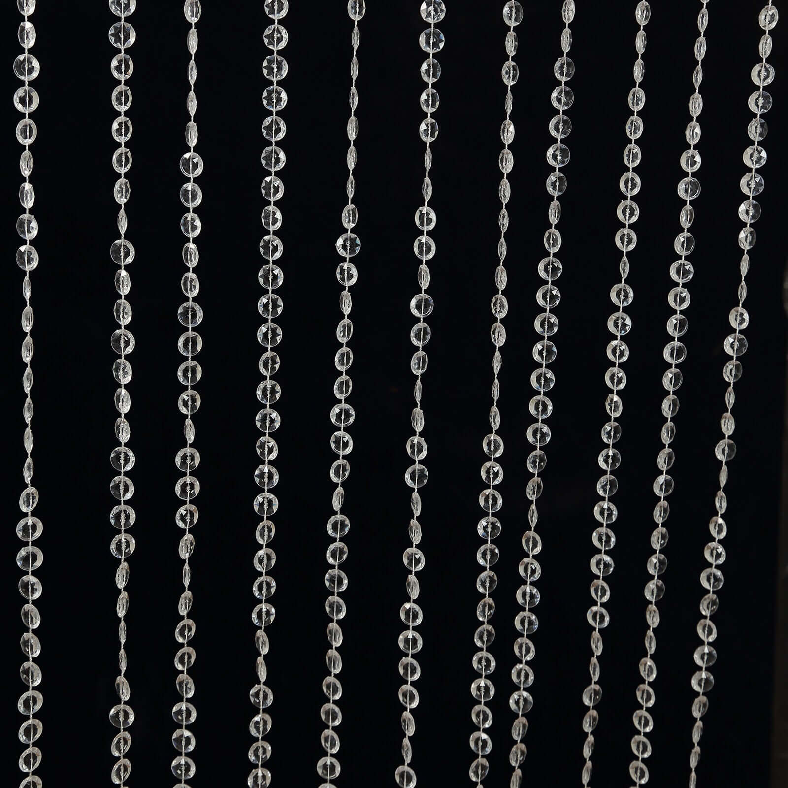 Acrylic Crystal Beaded Curtain with Fabric Rod Pocket, 43 Strands Room Divider Clear Diamond Cut Beads Doorway String Curtain - 5ftx16ft