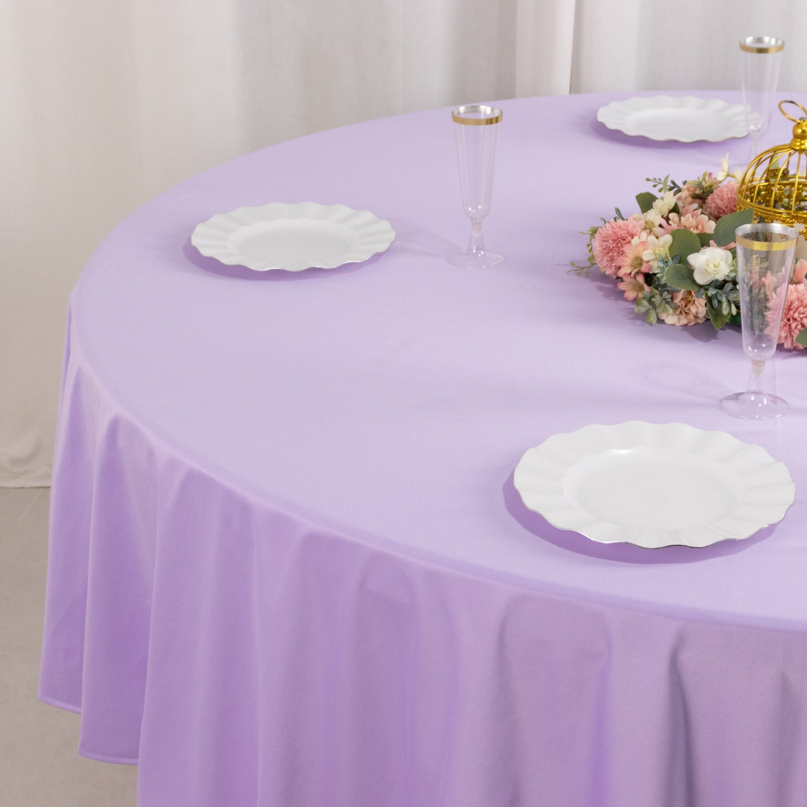 Premium Scuba Round 90 Tablecloth Lavender - Wrinkle Free & Stain Resistant Table Cover