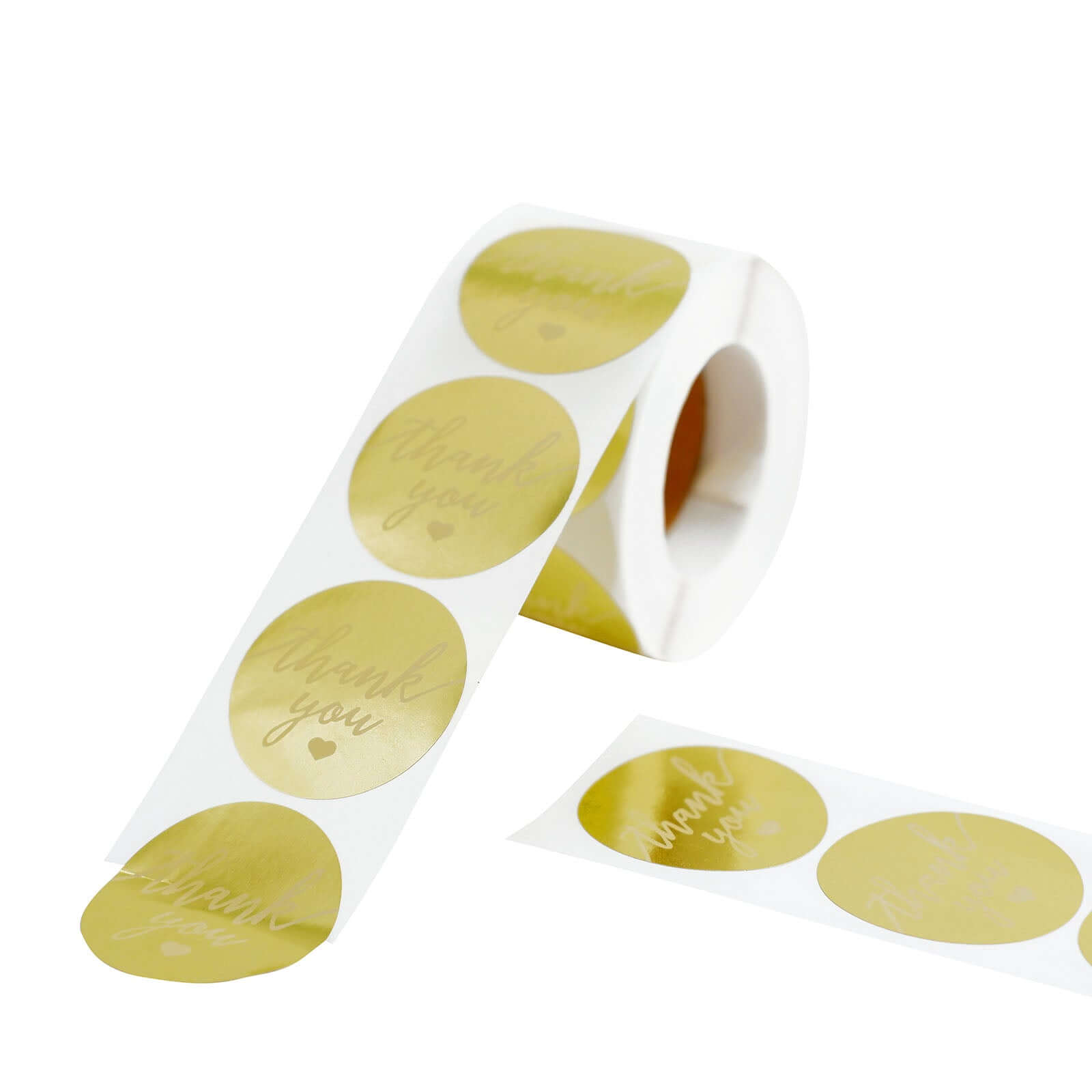 500Pcs 1.5 Thank You Gold With White Text Sticker Rolls, Labels and Seals For DIY Envelope - Round