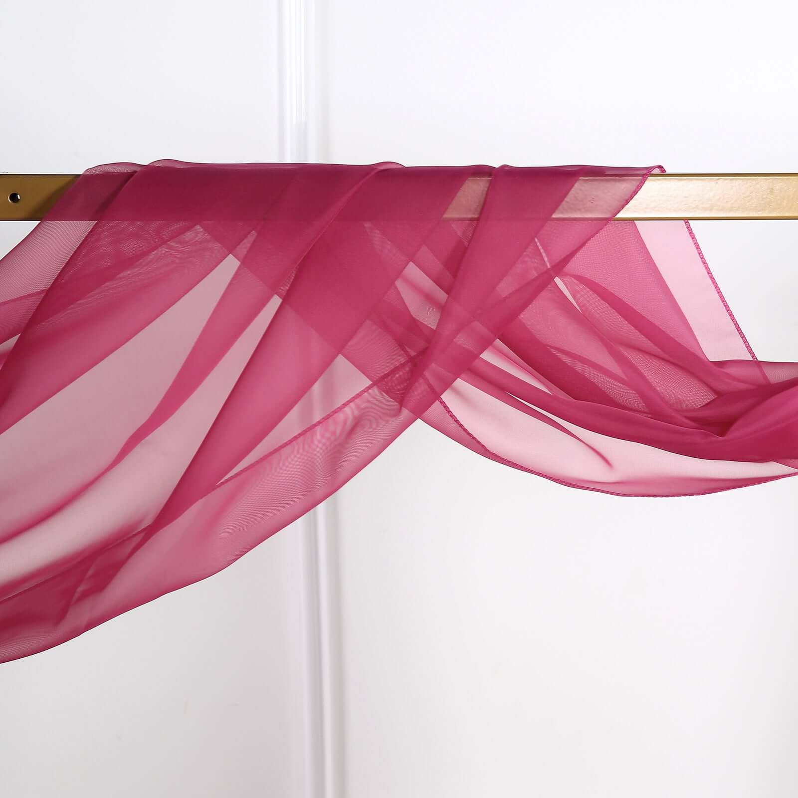 18ft Fuchsia Rose Sheer Organza Wedding Arch Drapery Fabric, Window Scarf Valance