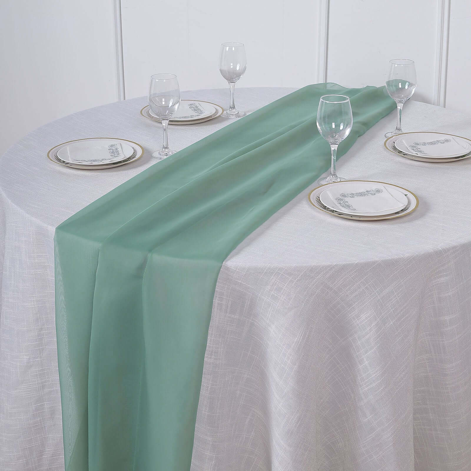 Premium Chiffon 6ft Table Runner Eucalyptus Sage - Flowy & Lightweight Table Decor