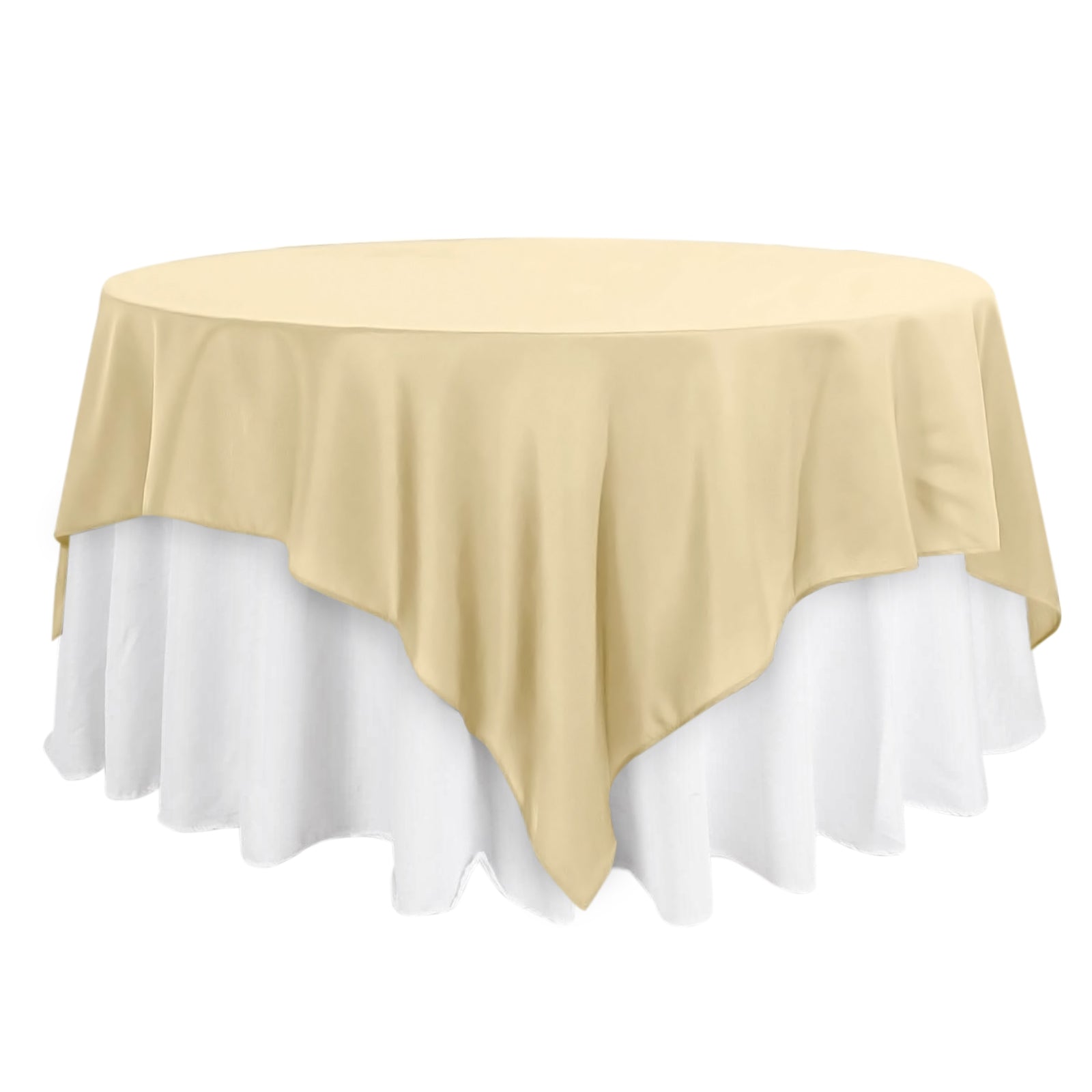 Polyester 90x90 Table Overlay Square Tablecloth Champagne - Wrinkle-Resistant & Durable Table Cover