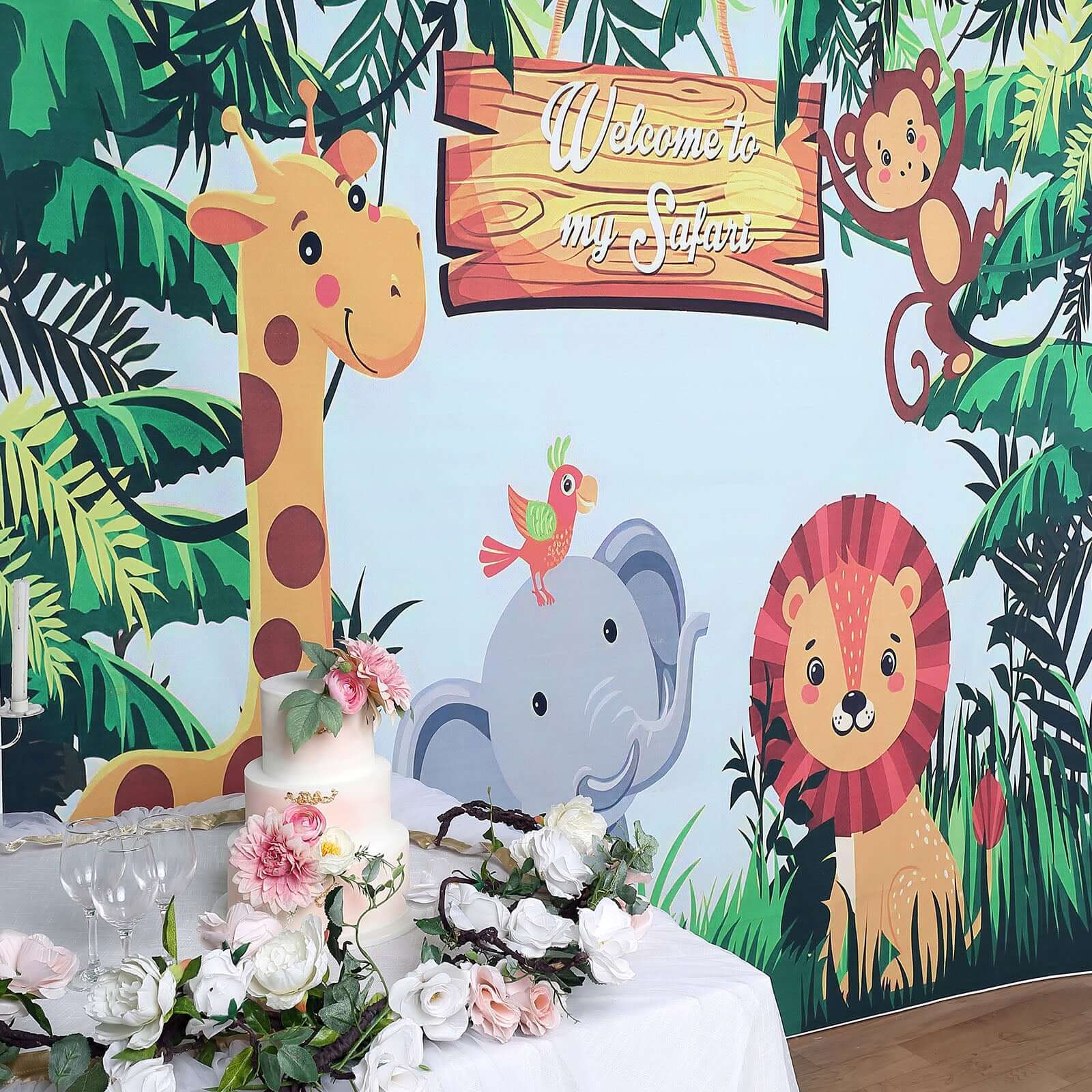 8ftx8ft Jungle Animal Welcome To My Safari Vinyl Photo Backdrop