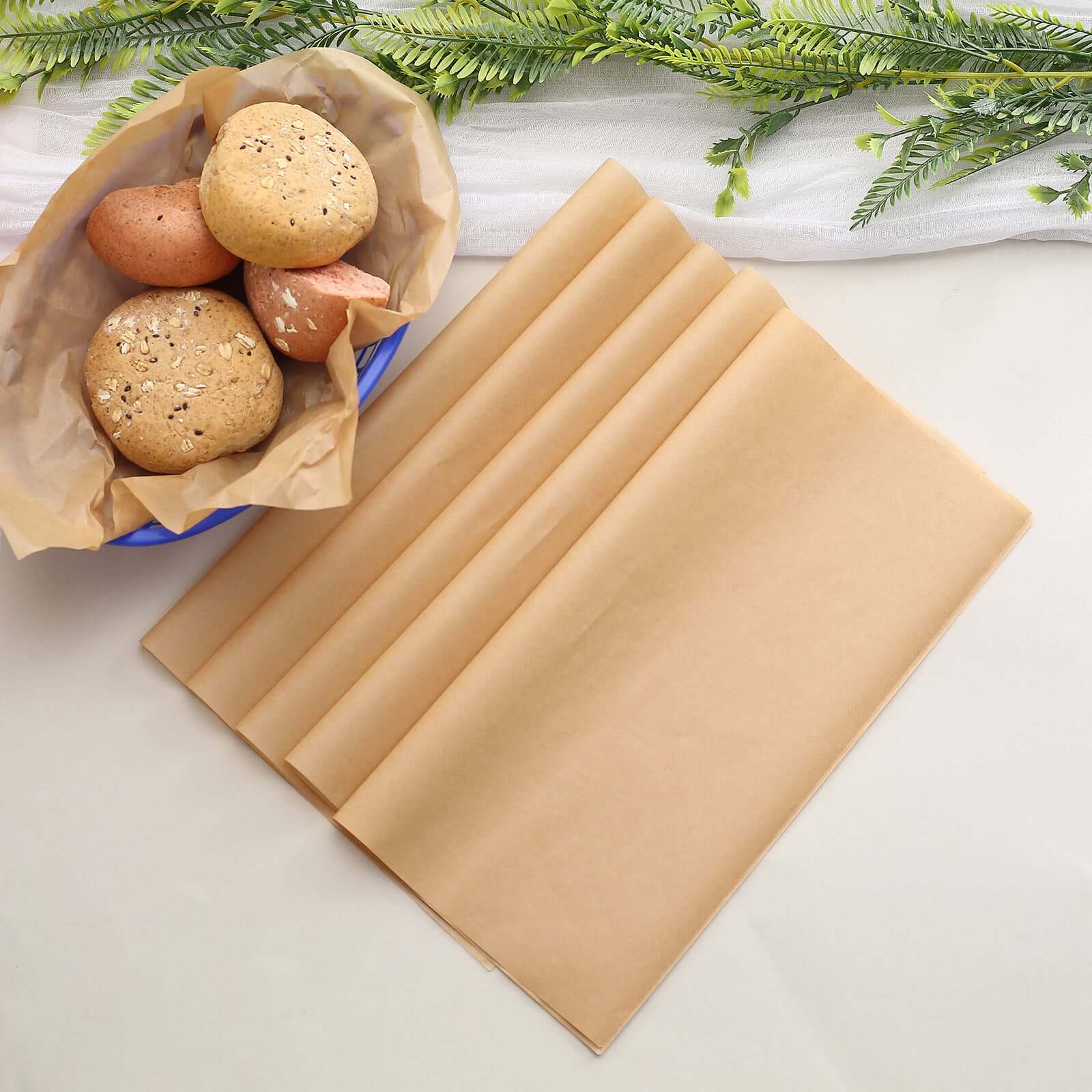 50-Pack Wax Paper Basket Liners Square Design Natural Brown - Perfect for Sandwiches and Food Wrapping 12 40GSM