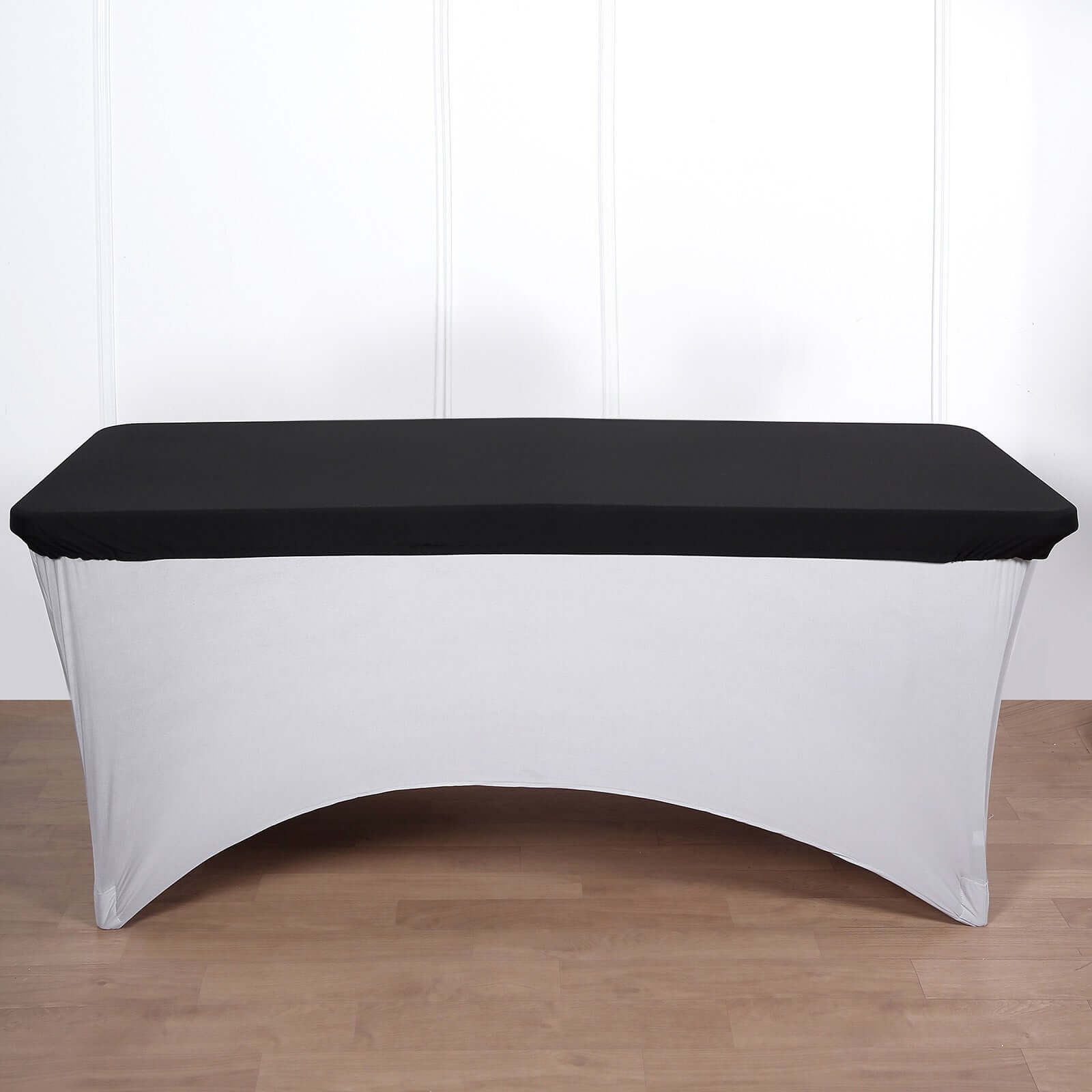 Stretch Spandex 72x30 Rectangle Tablecloth Top Cover Black - Durable Fitted Table Topper Cap