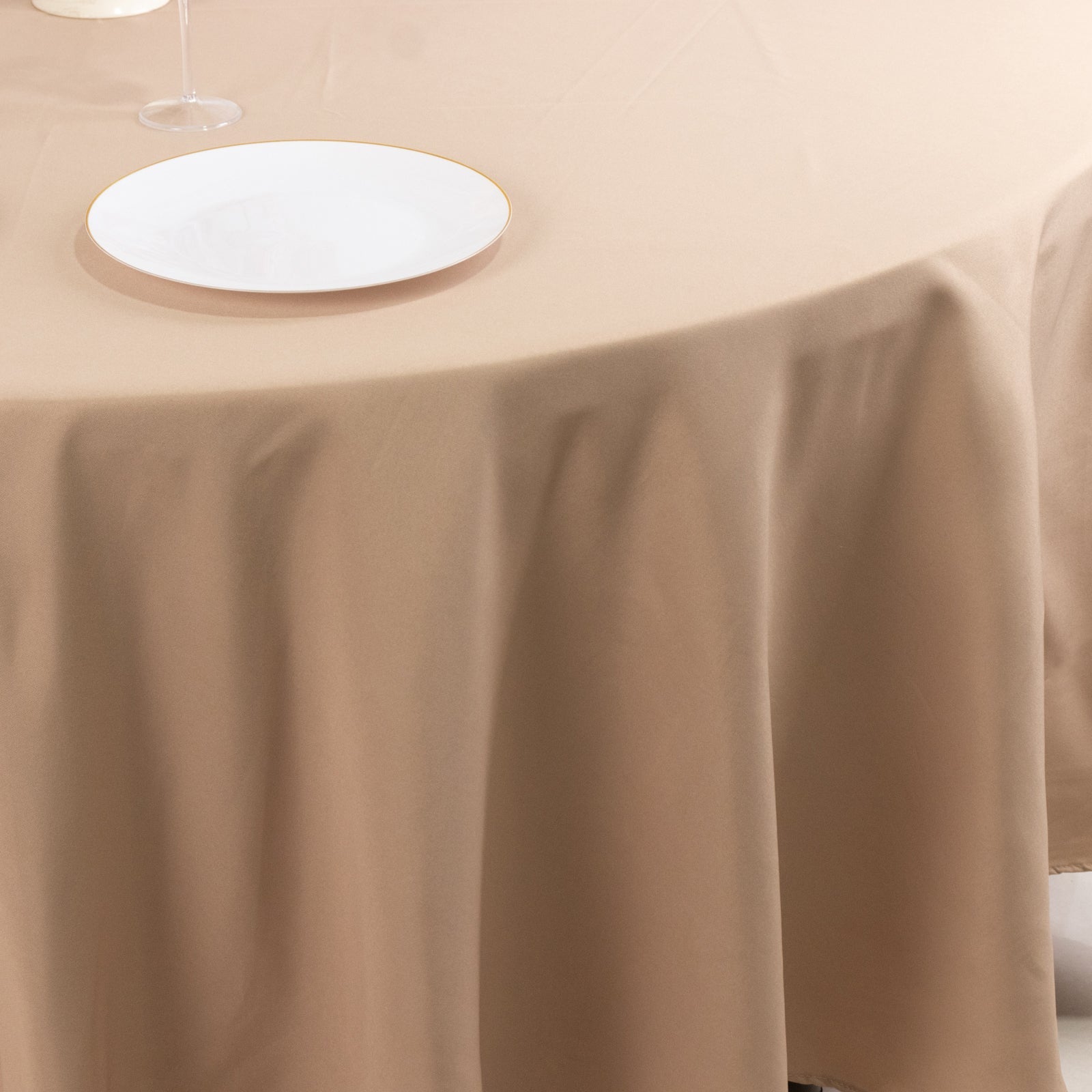 Premium Polyester 108 Round Tablecloth Nude - Wrinkle-Resistant 220GSM Table Cover